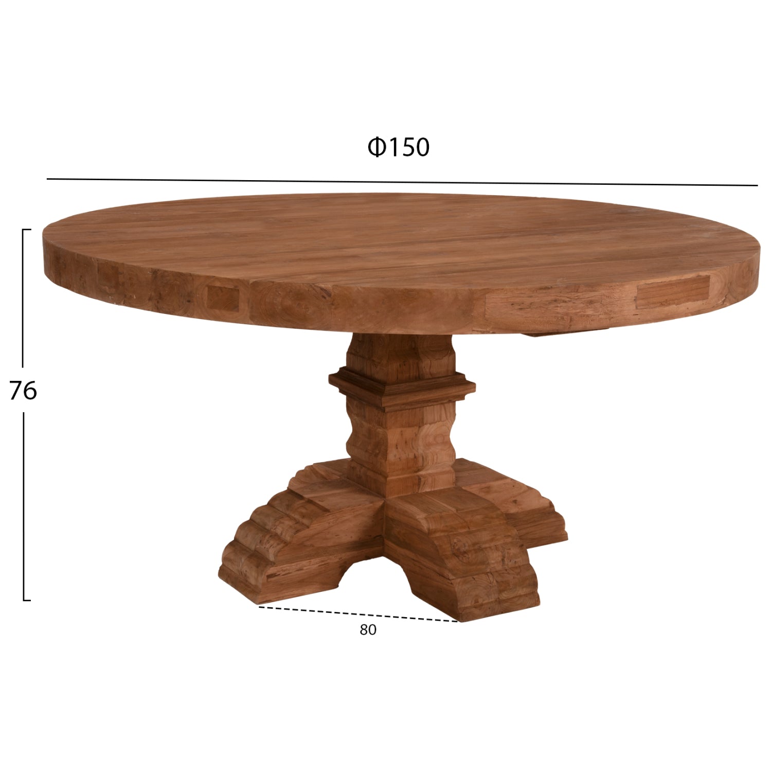 Трапезна маса  Прованс ф150 естествен цвят Φ150x76см