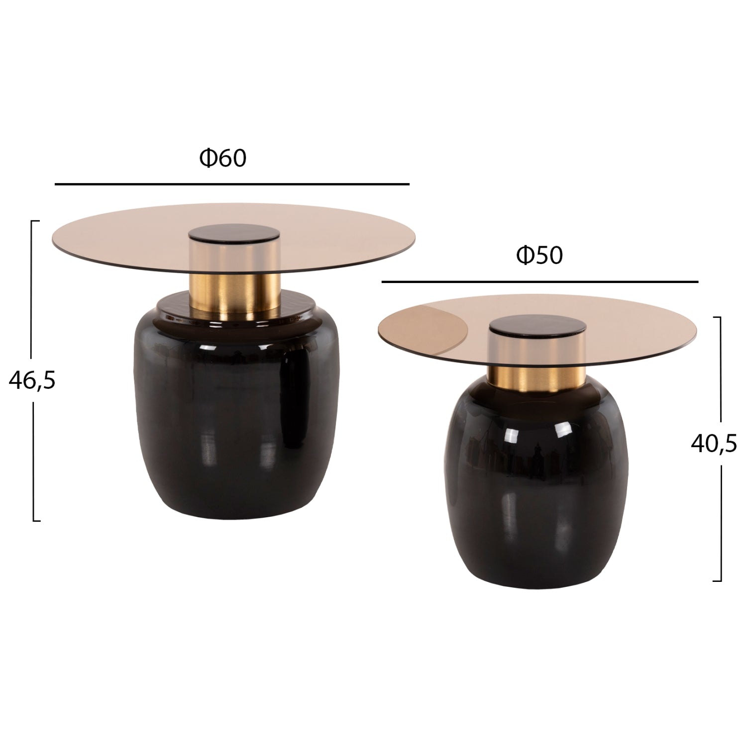 Помощни маси FRYN цвят златист-кафяв Φ60 и Φ50 см