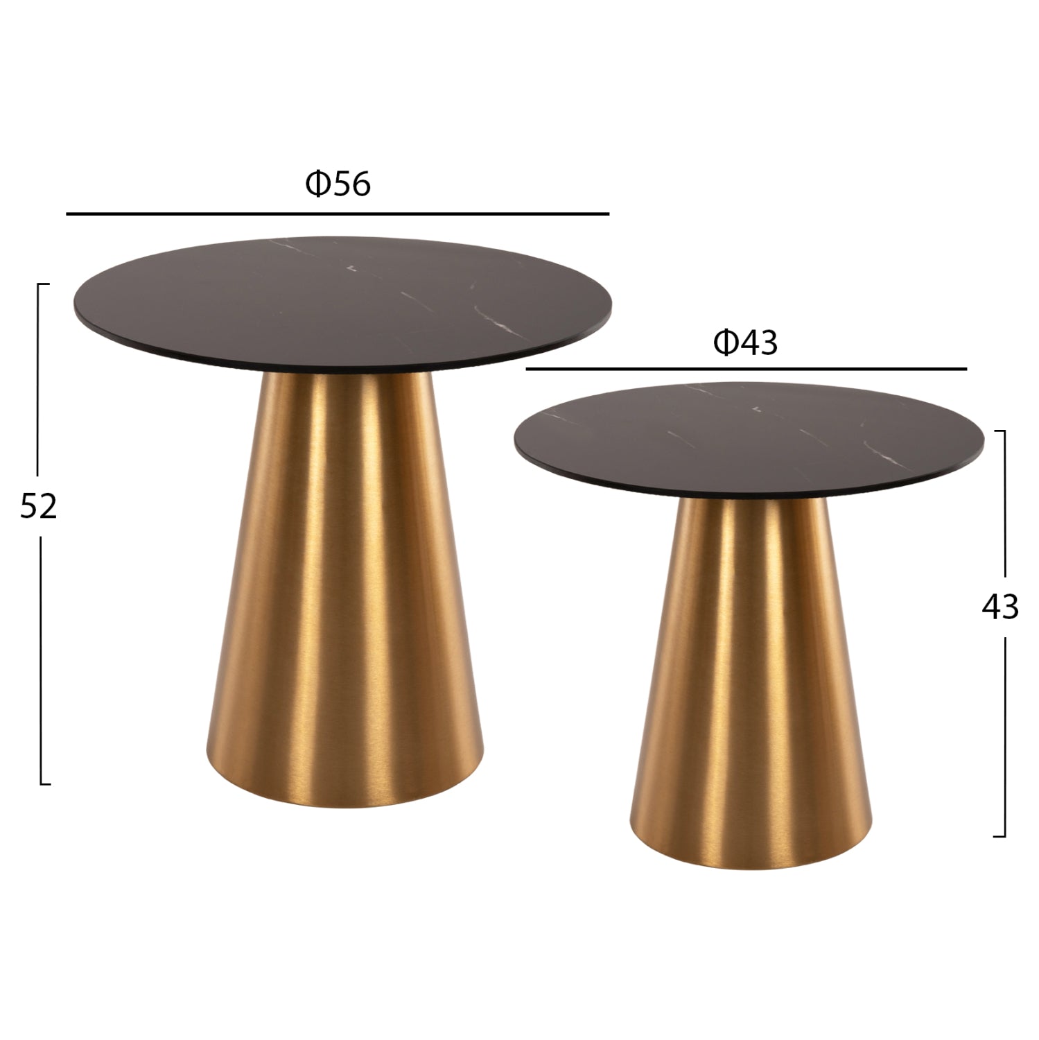 Помощни маси 2 бр RENGI метална основа /керамичен плот Φ56 и Φ43см.