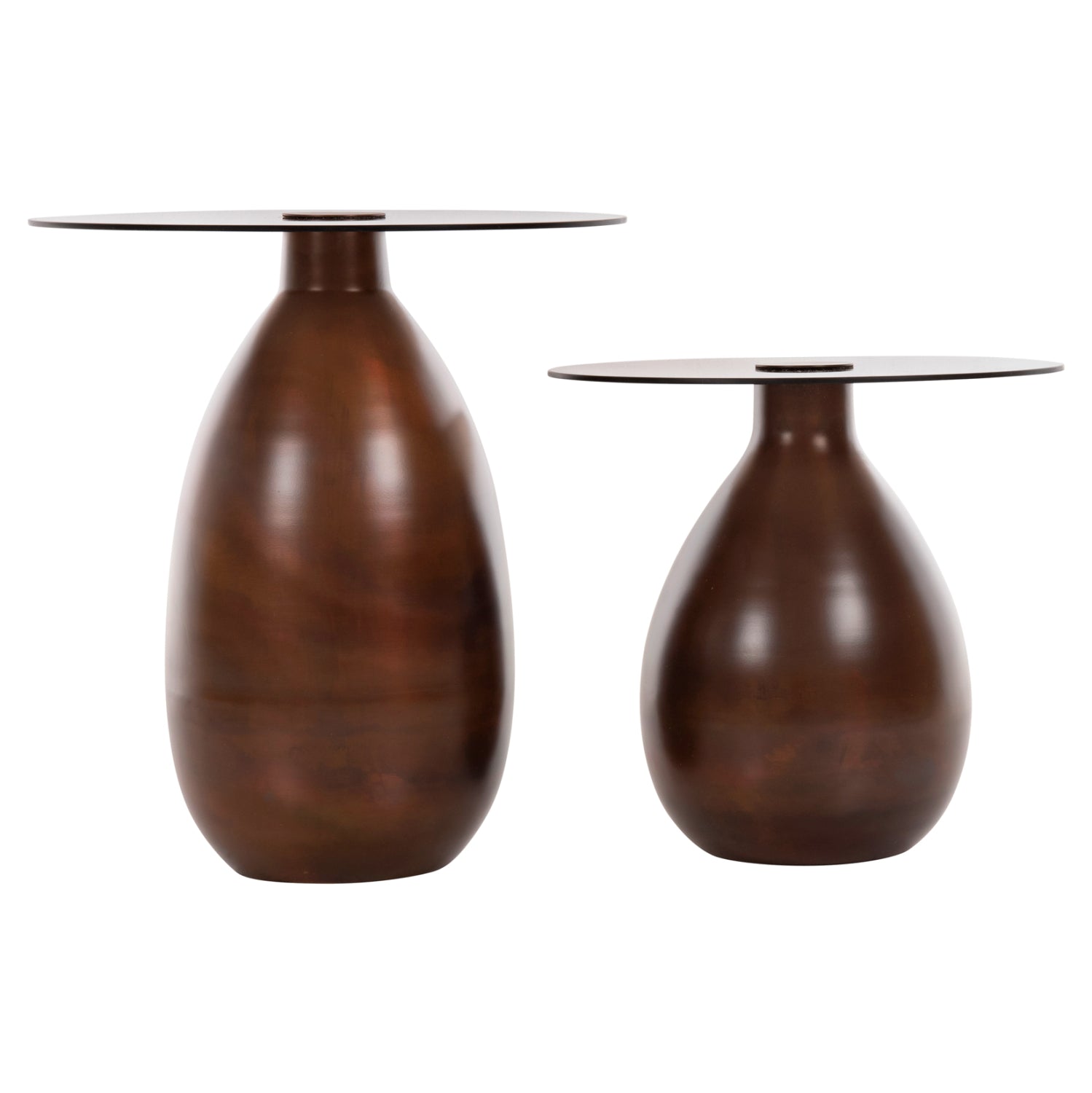 Комплект странични маси 2 бр меден цвят Φ44 и Φ40 см