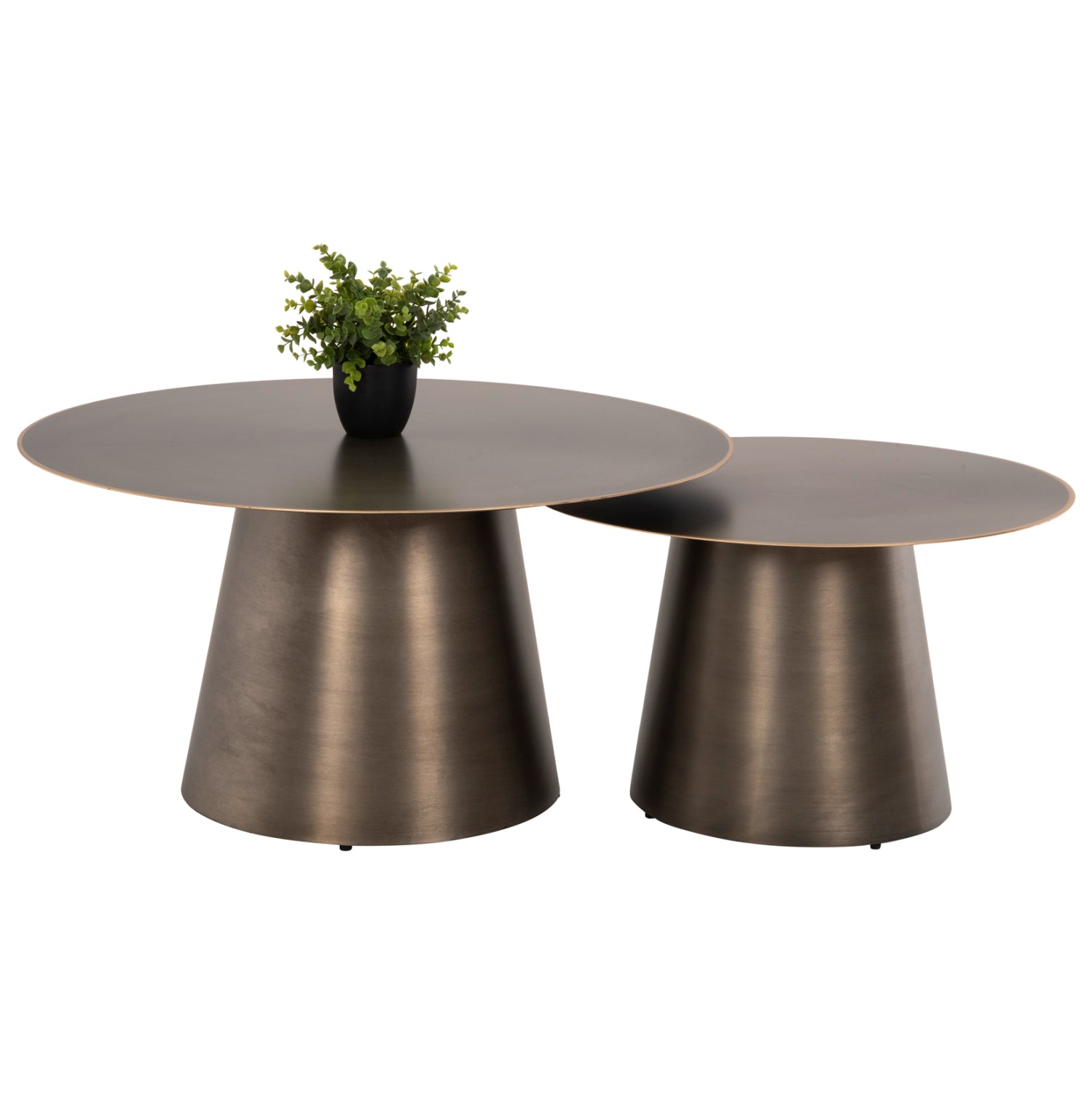 Комплект холни маси NICKELY 2 бр сребрист цвят мат Φ80x41см и Φ60x36см