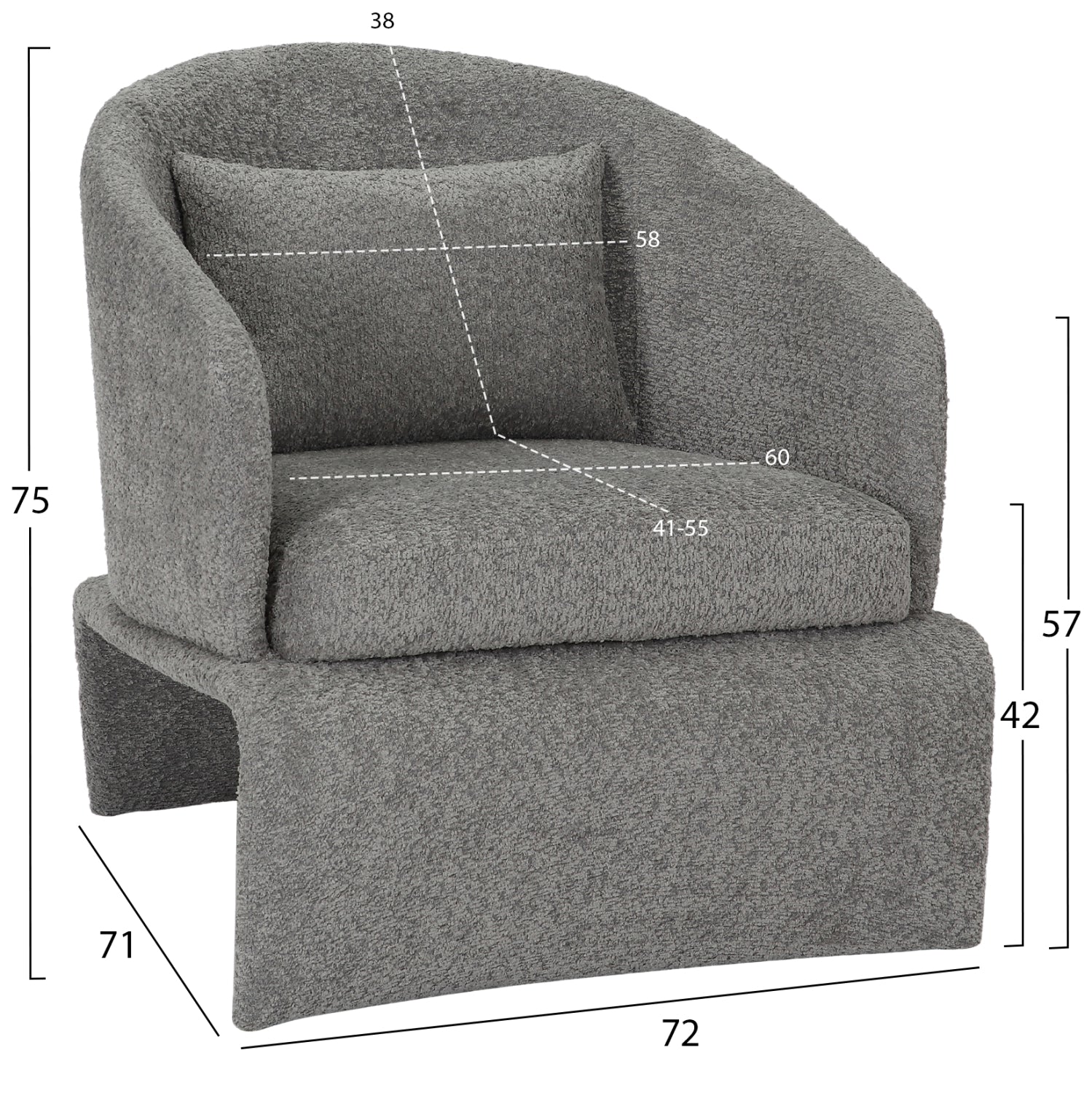 Фотьойл Беви букле сив цвят