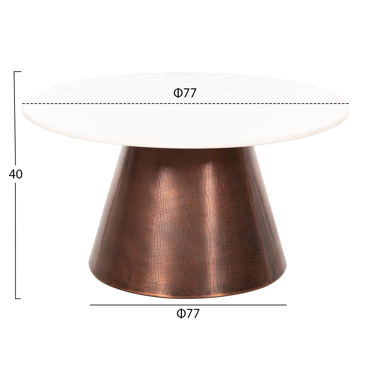 Холна маса FODEN цвят бял-меден Φ77x40Hсм