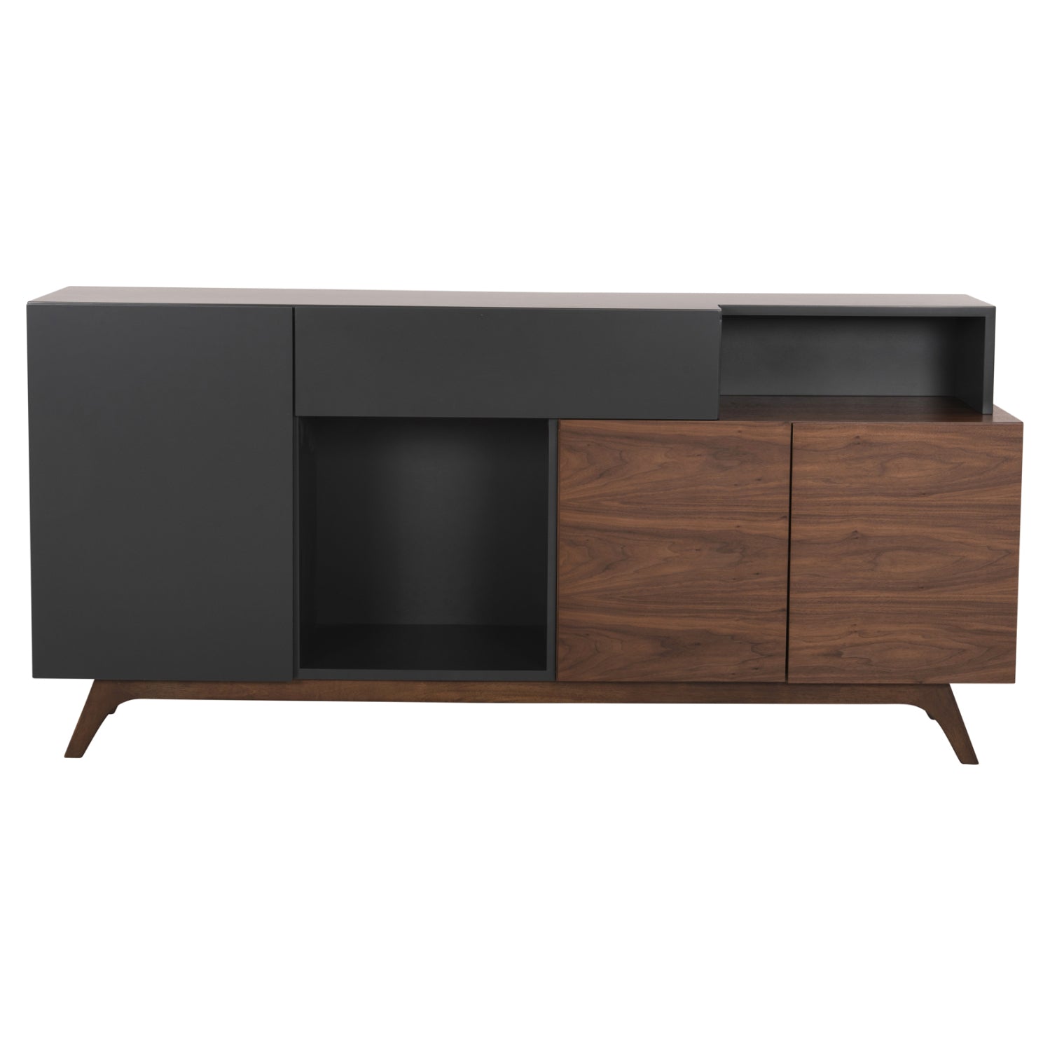 Бюфет PREDA цвят орех-тъмно сив 167x28-40x80