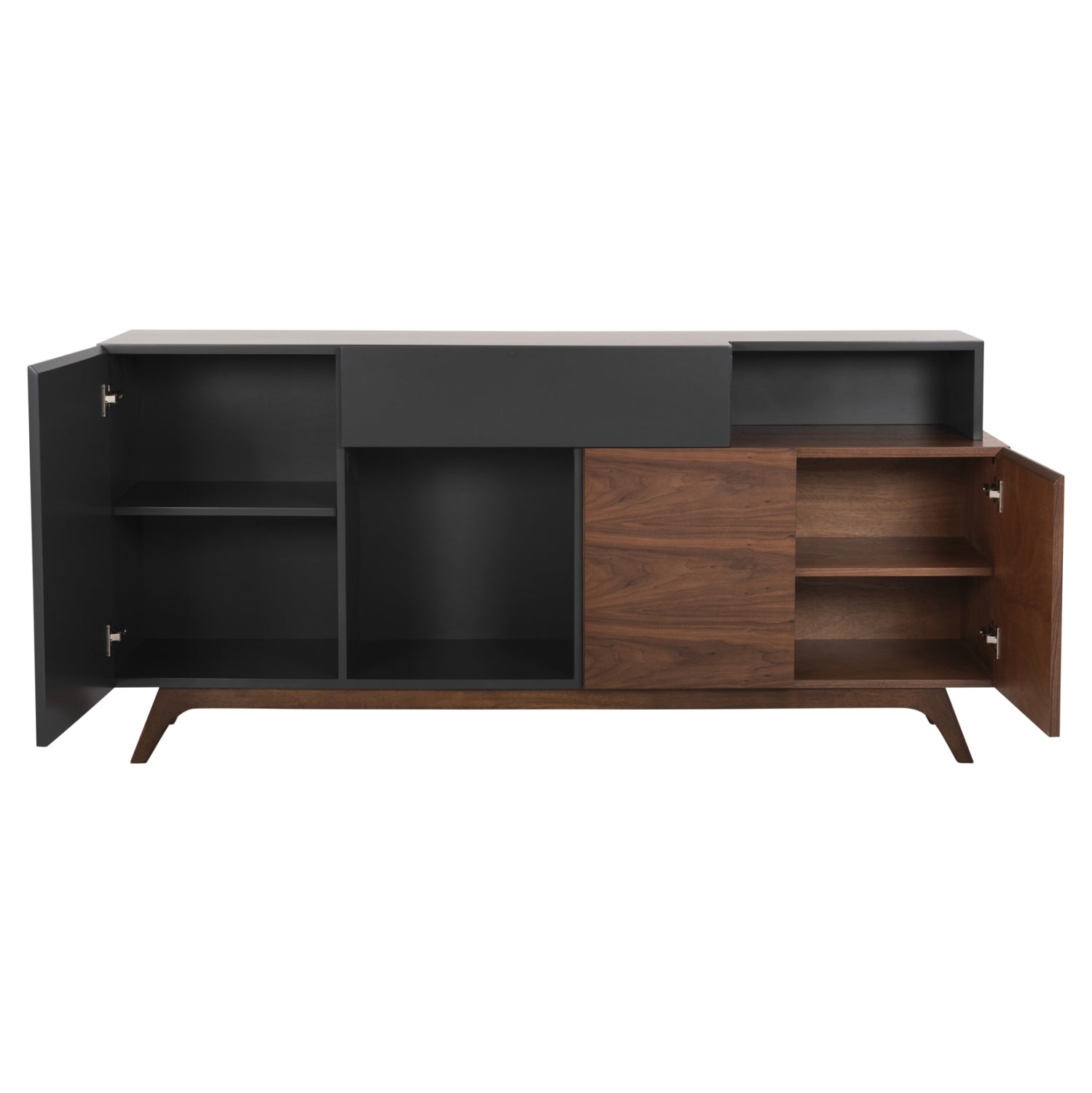 Бюфет PREDA цвят орех-тъмно сив 167x28-40x80