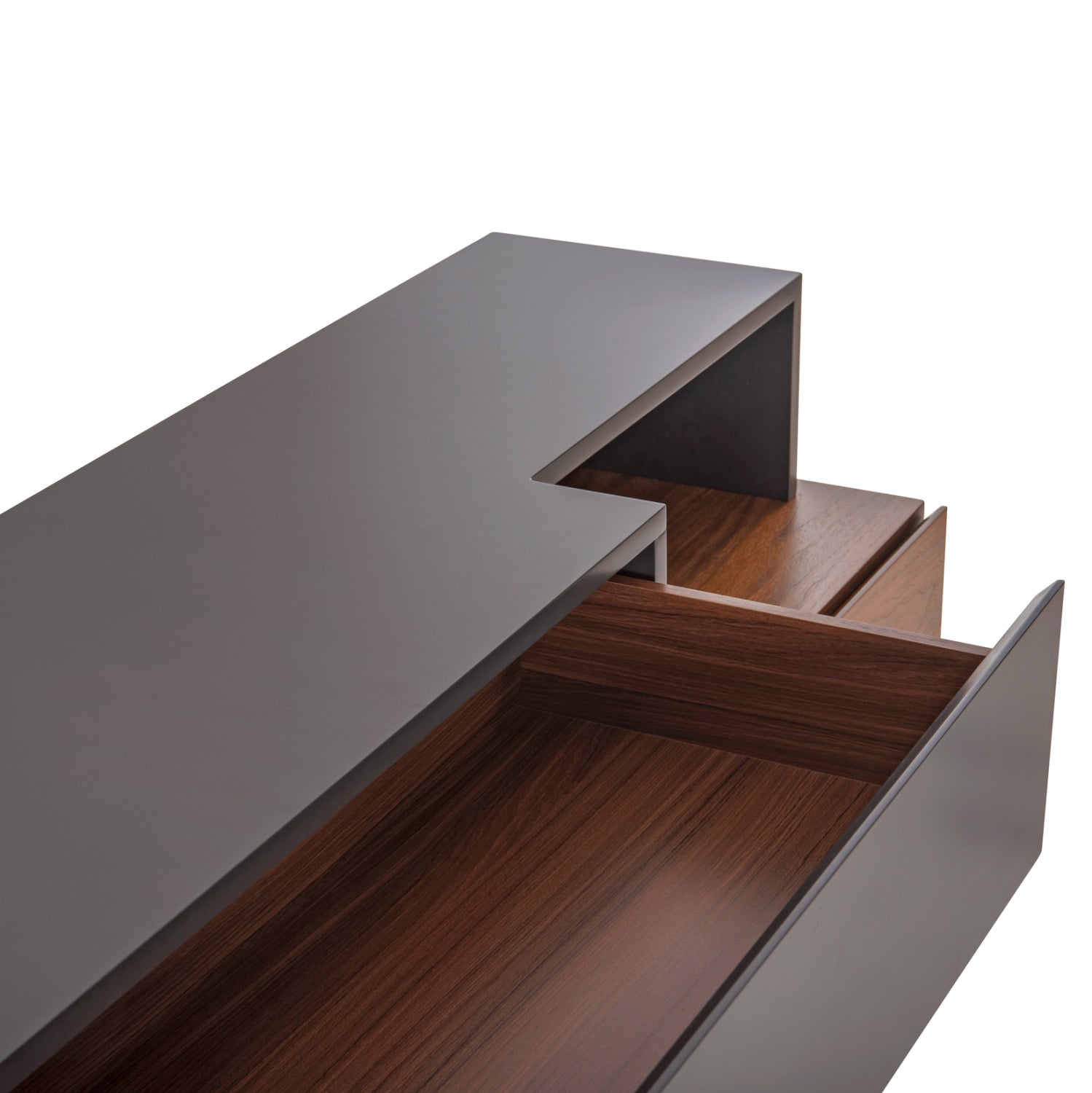 Бюфет PREDA цвят орех-тъмно сив 167x28-40x80