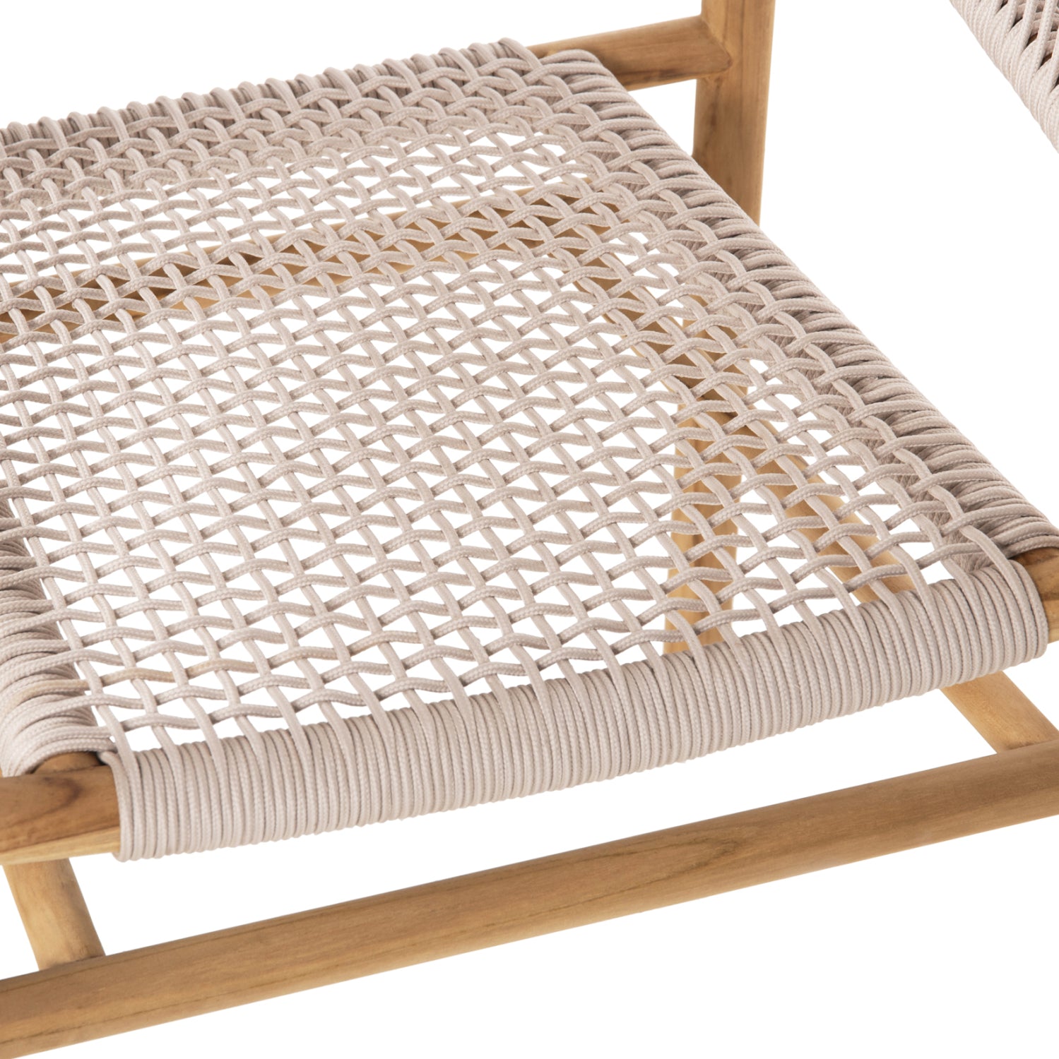 Кресло Ървинг цвят бежово въже-натурал тиково дърво 60x55x78