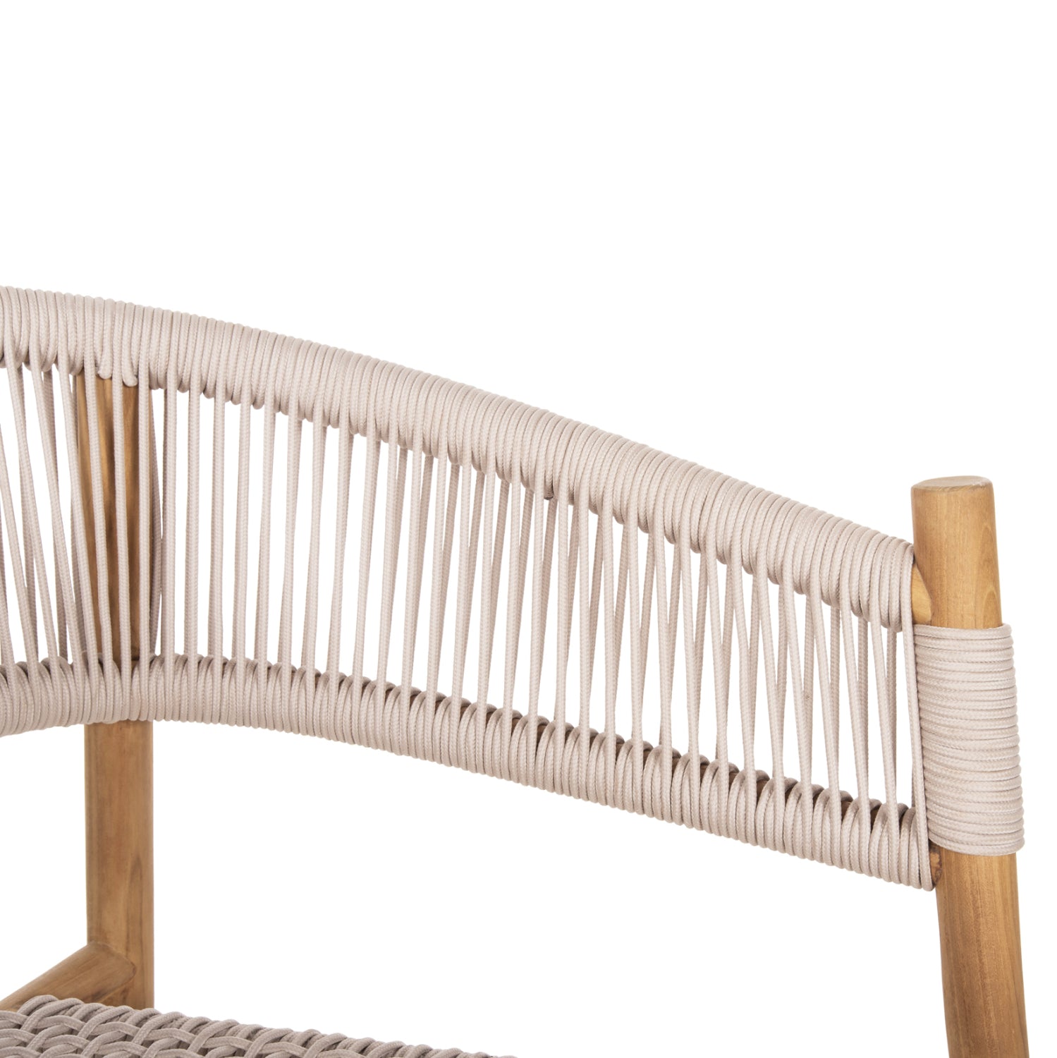 Кресло Ървинг цвят бежово въже-натурал тиково дърво 60x55x78