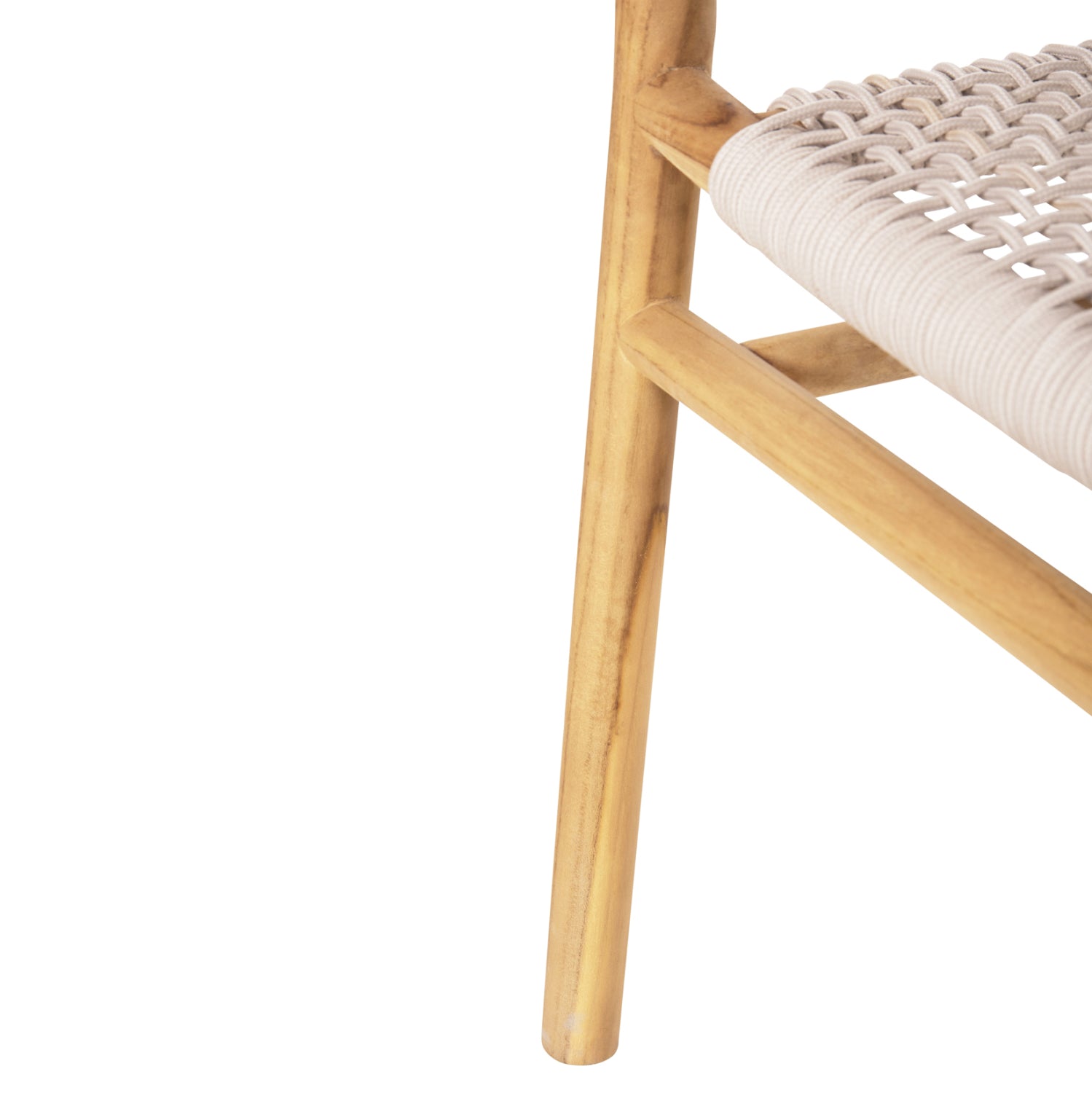 Кресло Ървинг цвят бежово въже-натурал тиково дърво 60x55x78