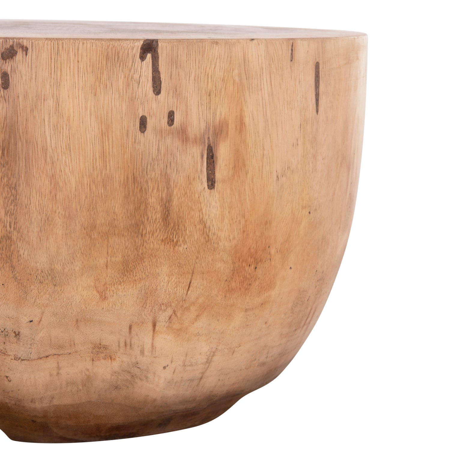 Кръгла масичка за кафе Pompu, масивна дървесина suar, естествен цвят φ60x35hcм