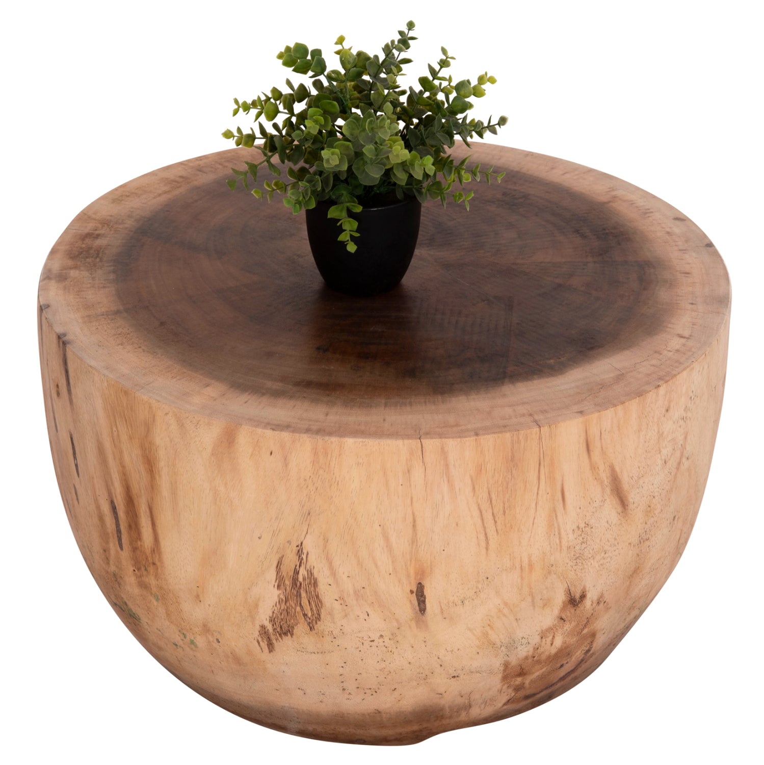 Кръгла масичка за кафе Pompu, масивна дървесина suar, естествен цвят φ60x35hcм