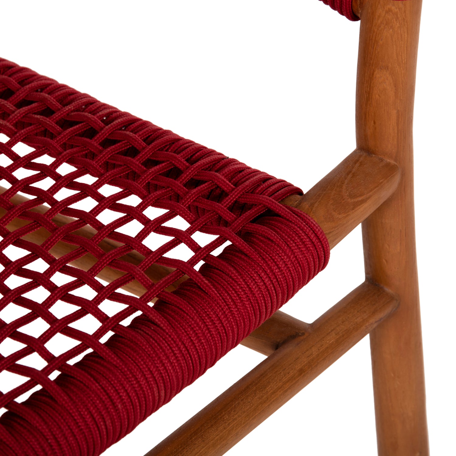 Кресло Ървинг тиково дърво/въже бордо 60x55x75