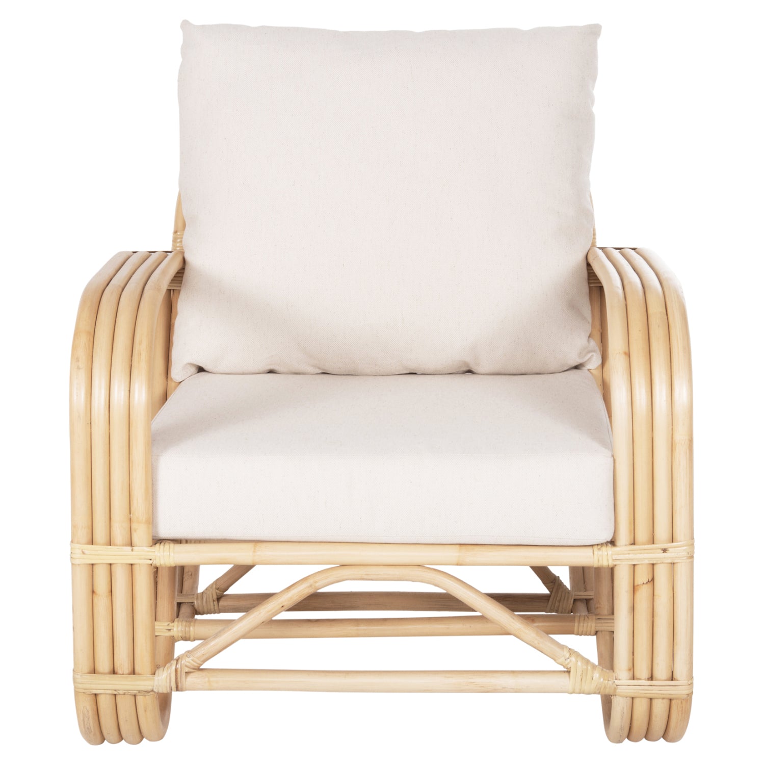 Фотьойл BARONESS от естествен ратан и бели възглавници 81x90x92см.