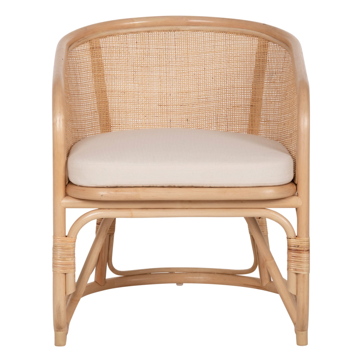 Фотьойл Kiko от ратан в естествен цвят - бяла възглавница 61x71x76см