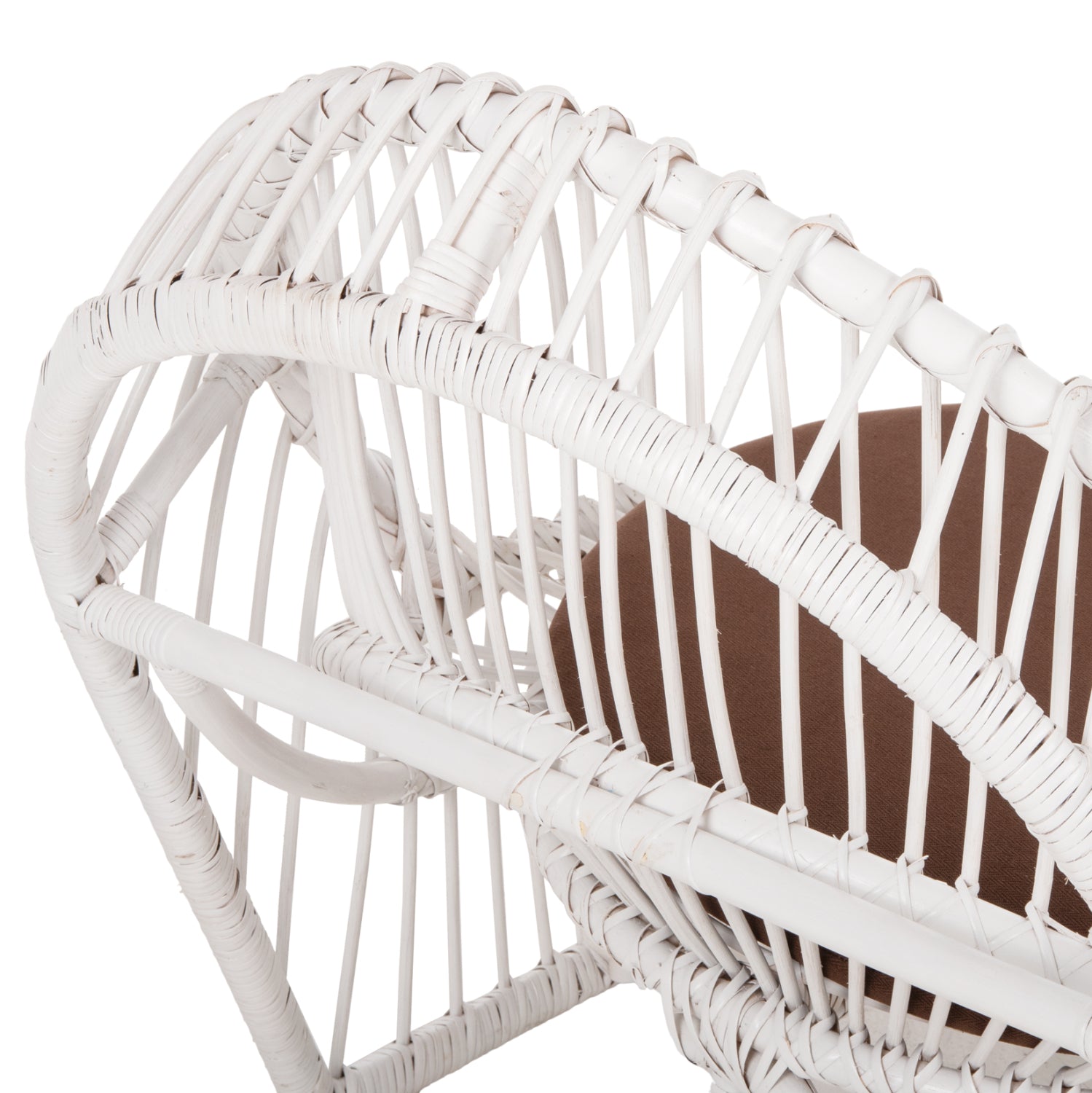 Фотьойл Ентрой цвят бял-ратан кафява възглавница   80x97x85