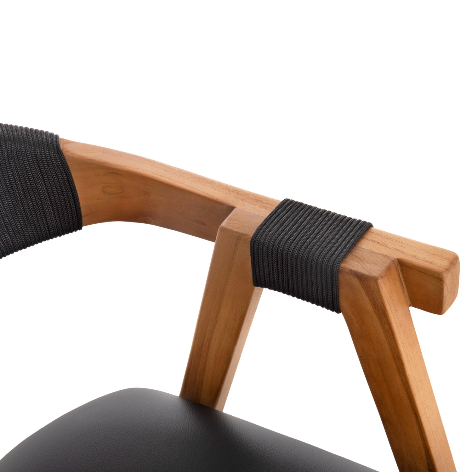 Кресло Римини цвят натурал тиково дърво-черен 60x61x76