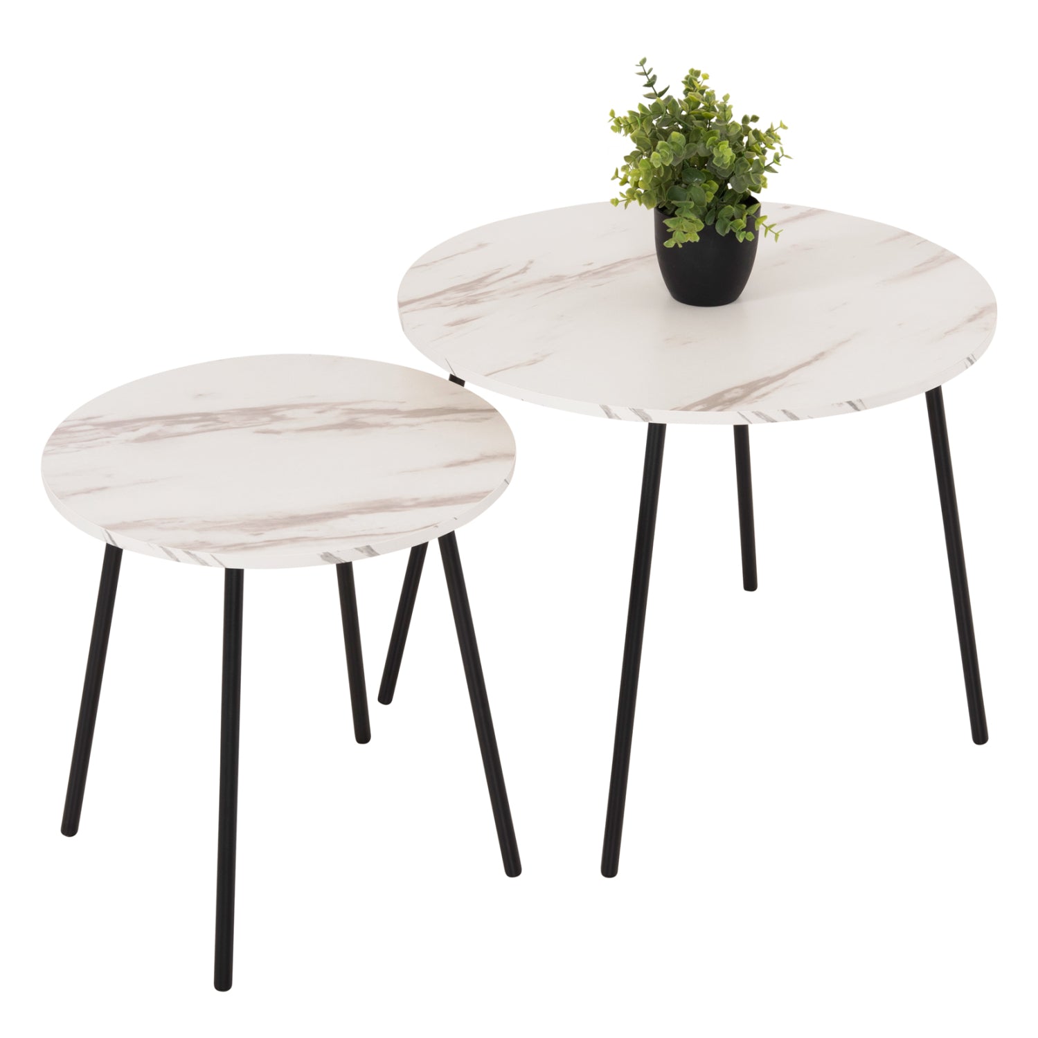 Комплект холни маси 2 бр CUPPER бял-черен цвят