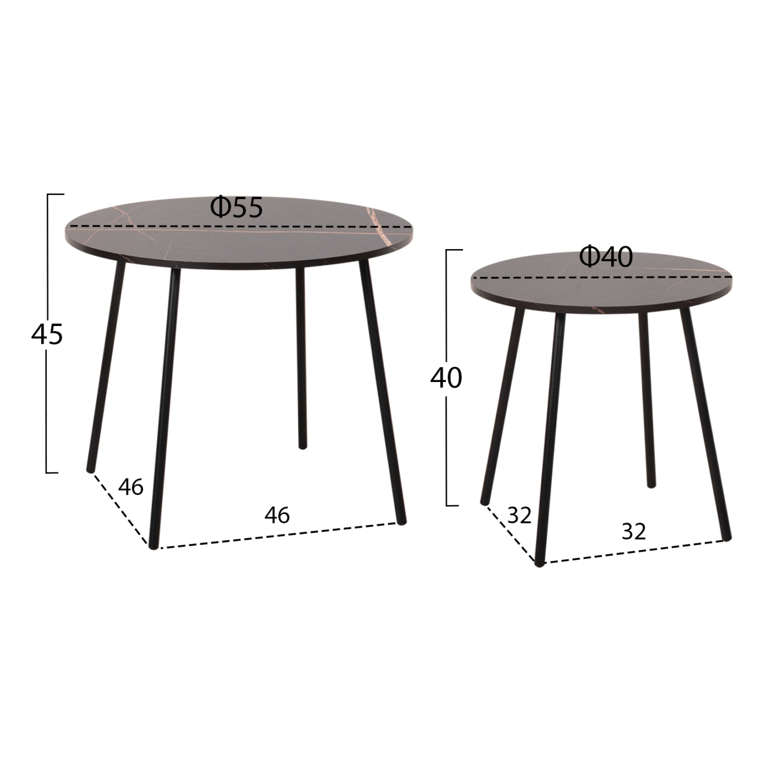 Комплект холни маси 2 бр CUPPER черен цвят