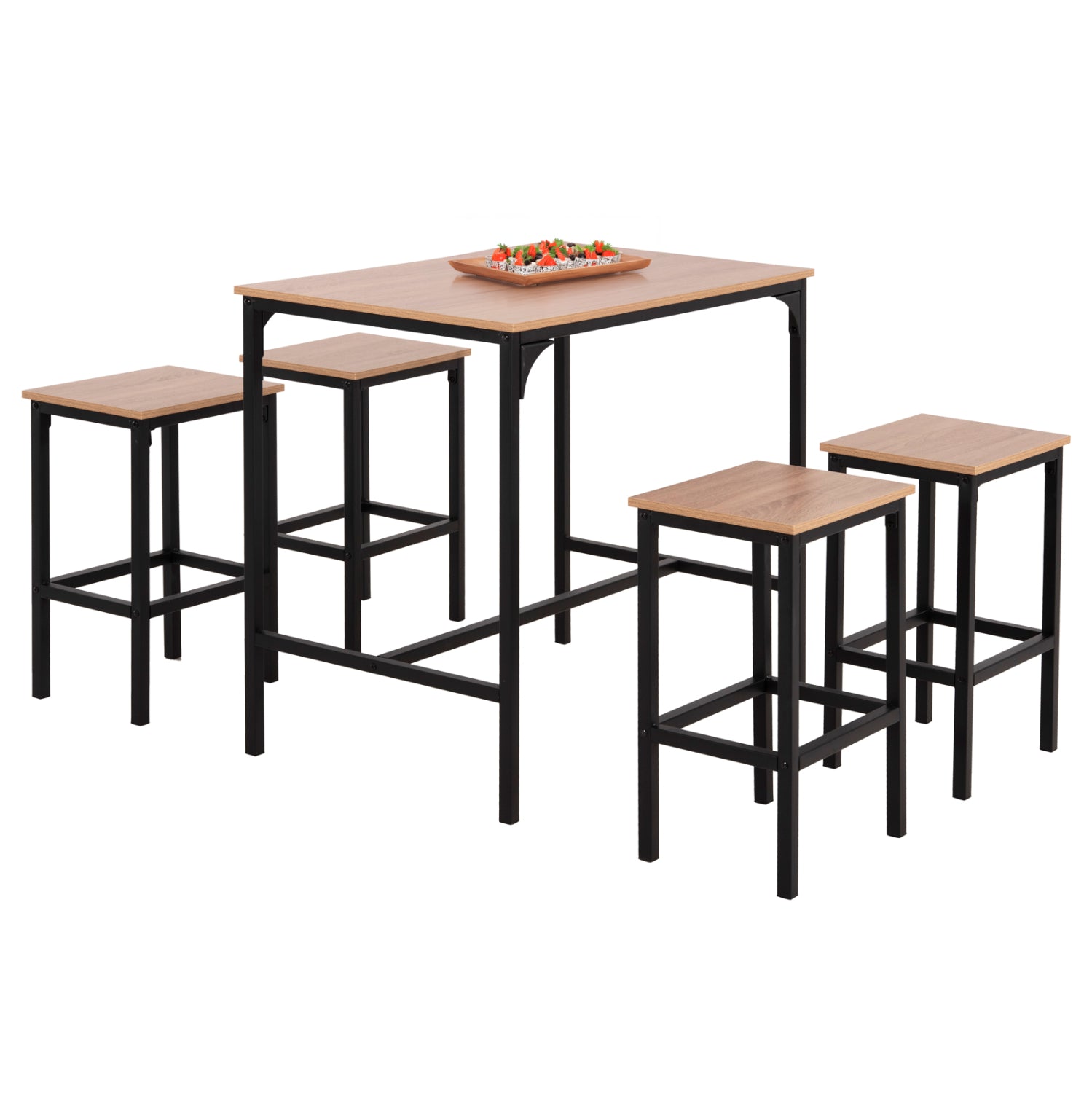 Бар комплект BOXY 5 части маса 100x60x86 цвят сонама-черен