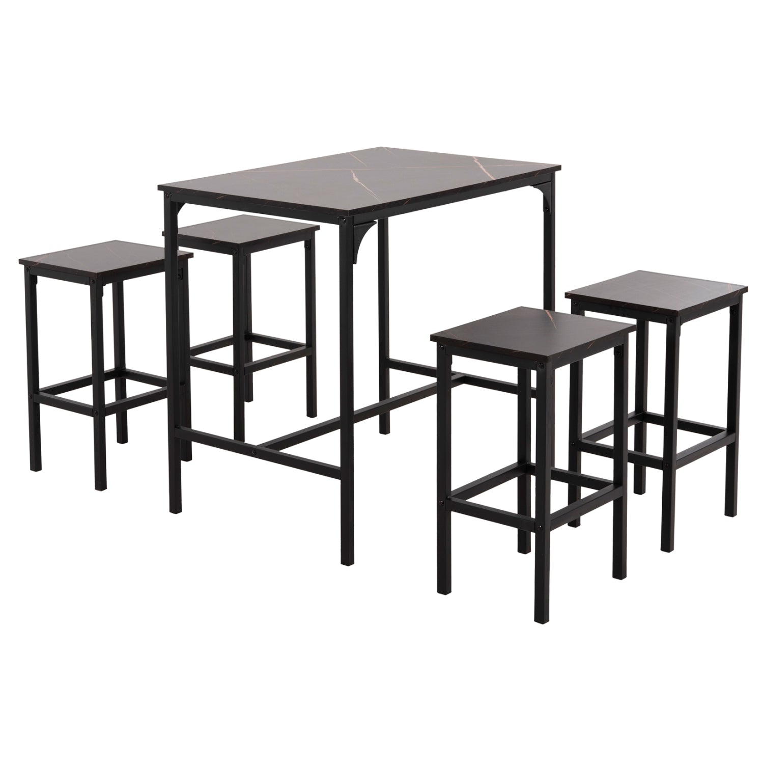 Комплект бар маса 100x60x86 +4 бар стола BOXY черен цвят