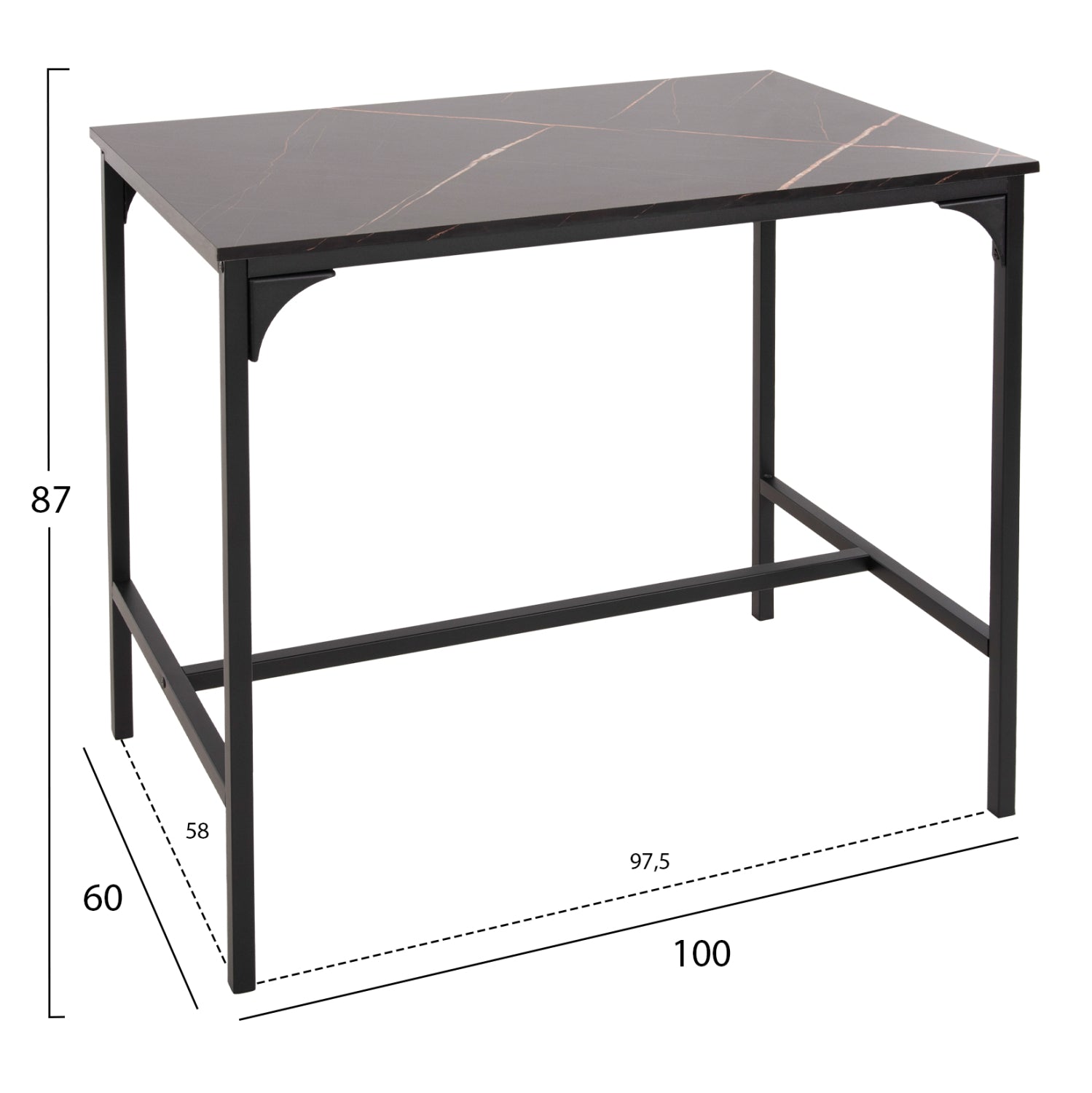 Комплект бар маса 100x60x86 +4 бар стола BOXY черен цвят