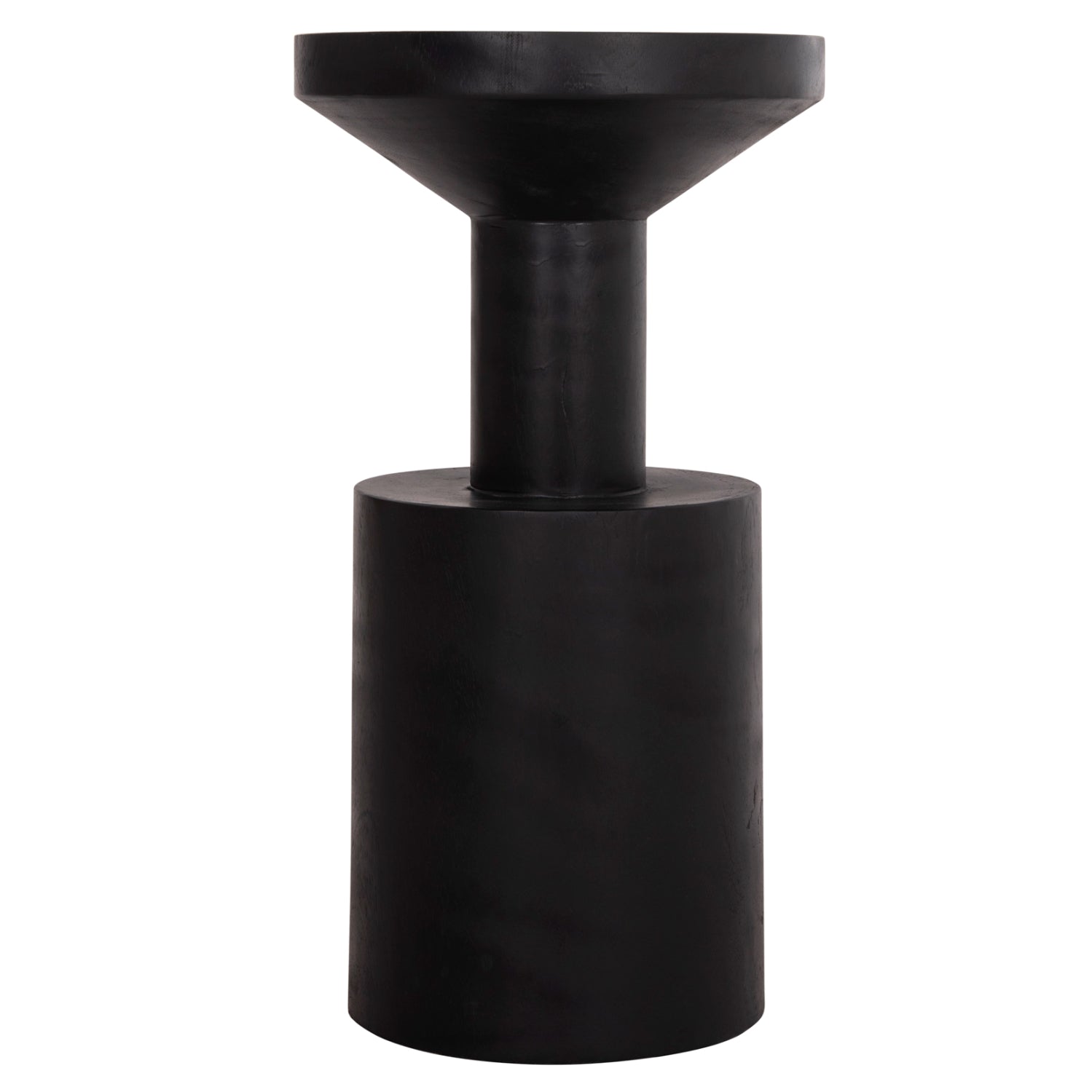 Странична маса Bermal от масивно дърво suar в черно φ35x65hcм