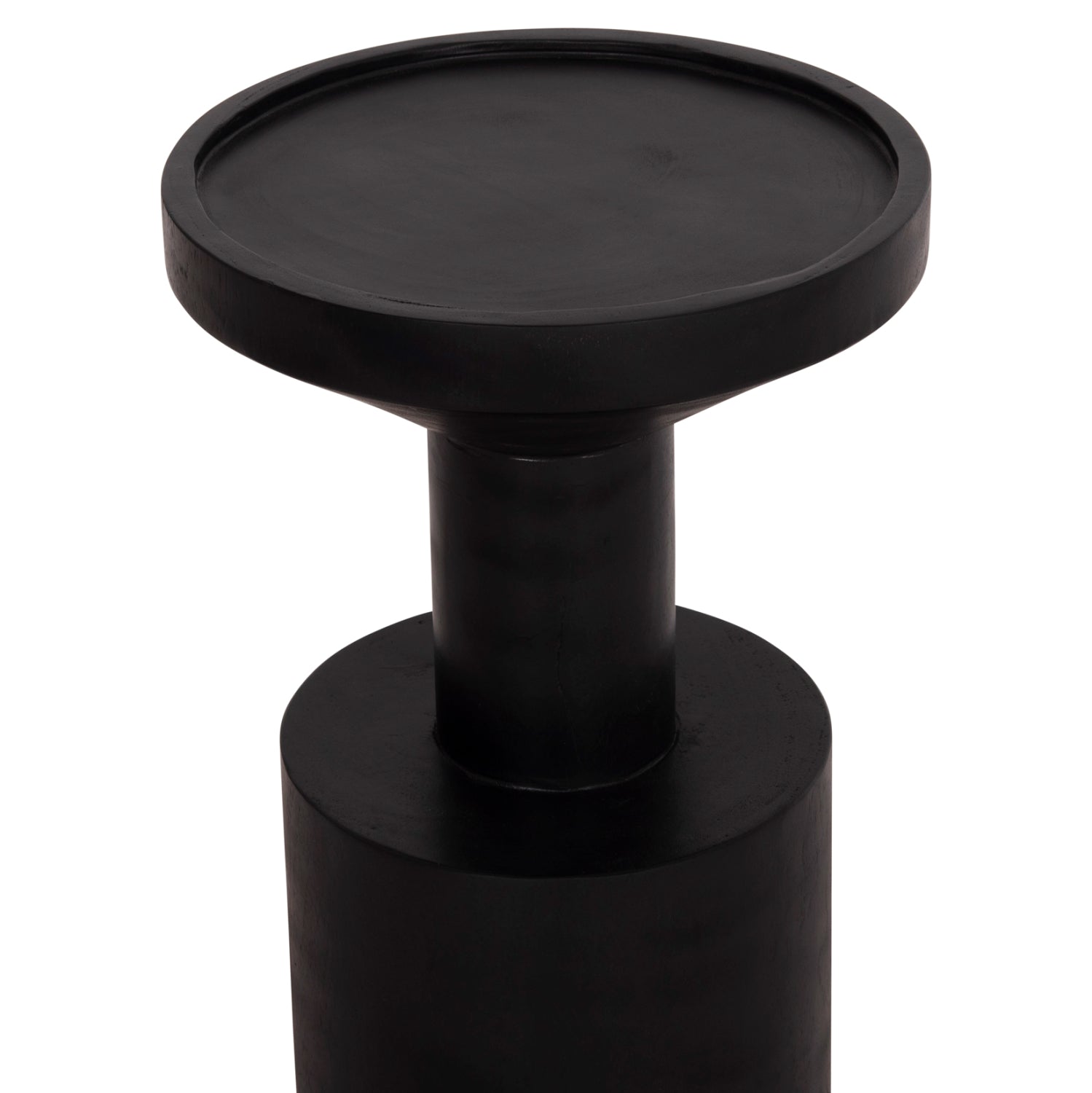 Странична маса Bermal от масивно дърво suar в черно φ35x65hcм