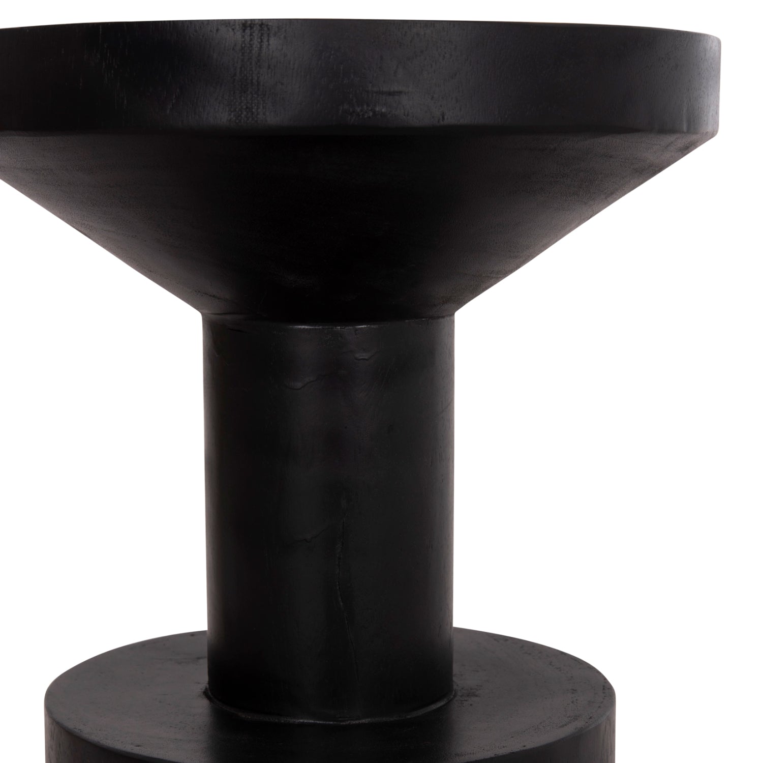 Странична маса Bermal от масивно дърво suar в черно φ35x65hcм