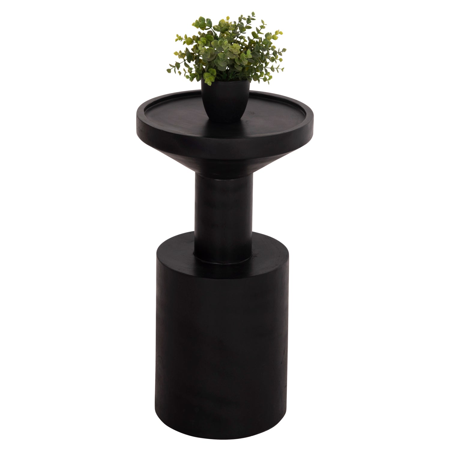 Странична маса Bermal от масивно дърво suar в черно φ35x65hcм