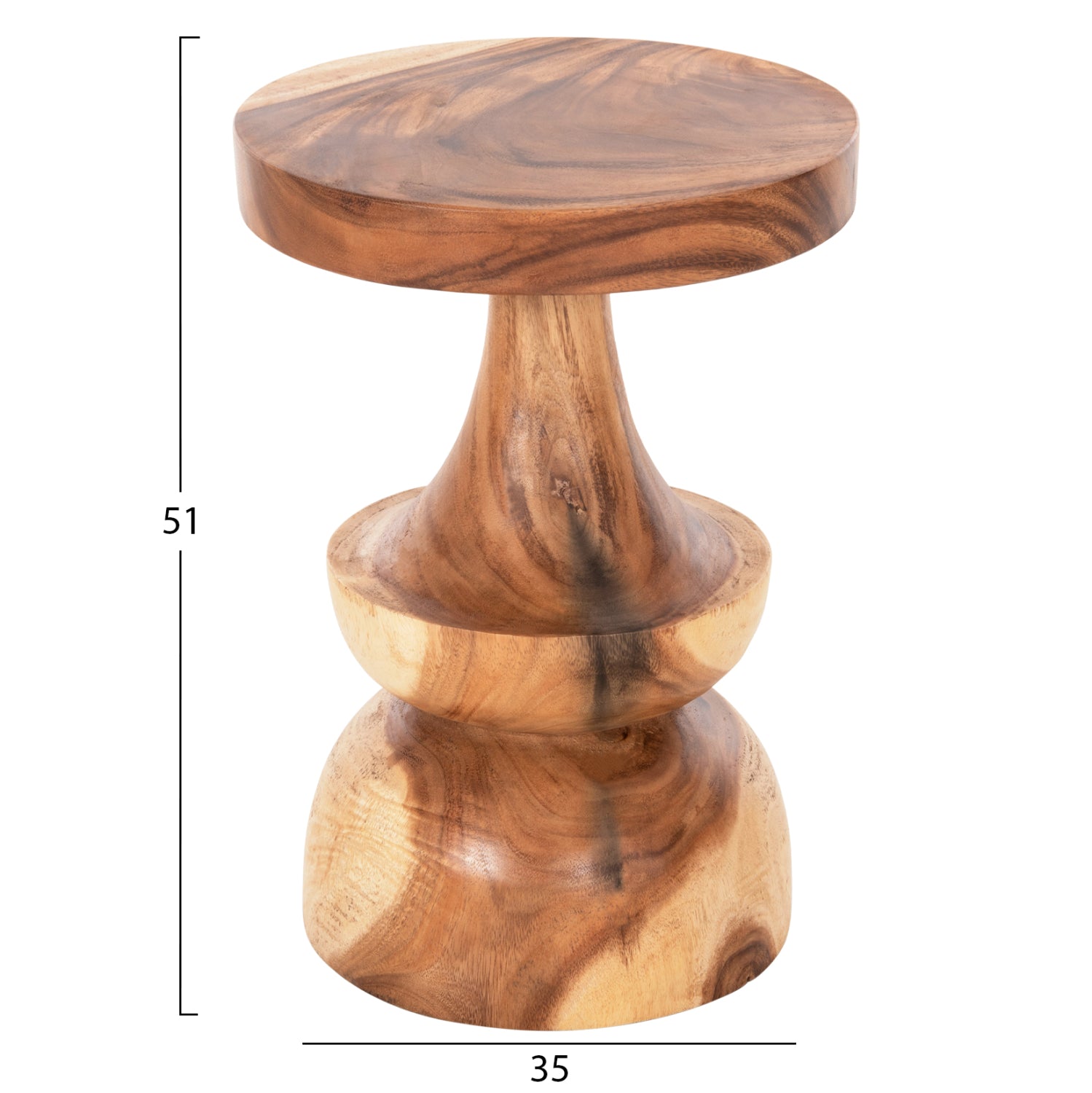 Странична маса berman от масивно дърво suar в естествен цвят φ35x51hcm