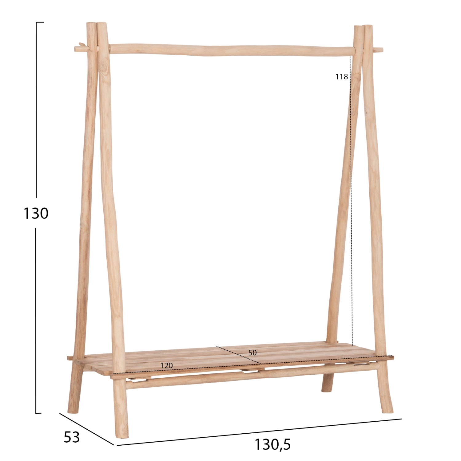 Закачалка PERL натурал тиково дърво 130,5x53x130