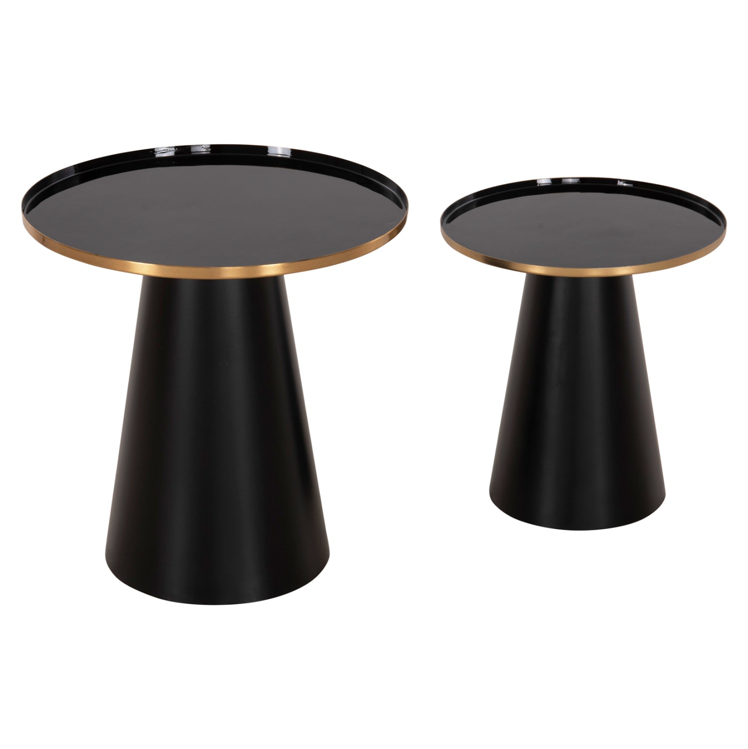 Комплект холни маси 2 бр BENG черен-златист цвят Φ50 и Φ40 см