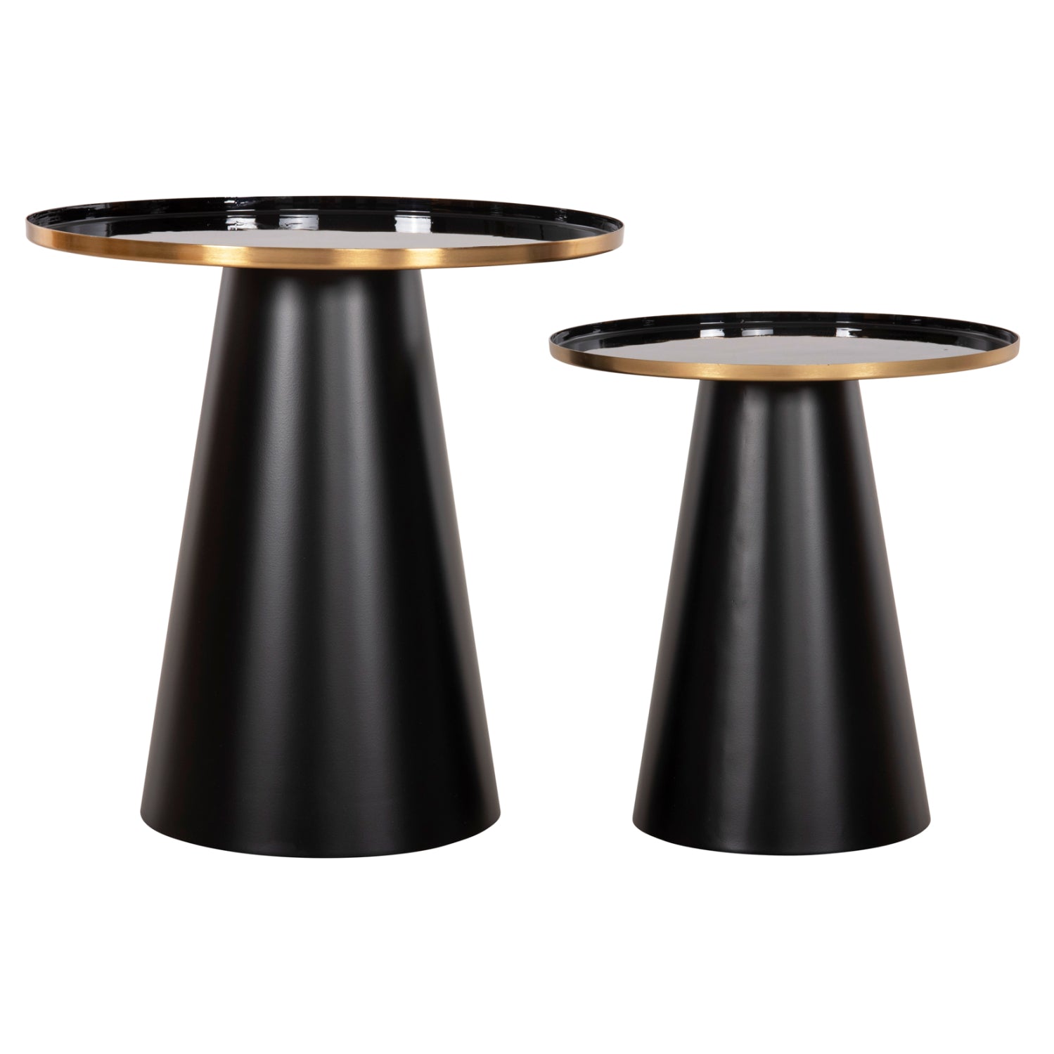 Комплект холни маси 2 бр BENG черен-златист цвят Φ50 и Φ40 см