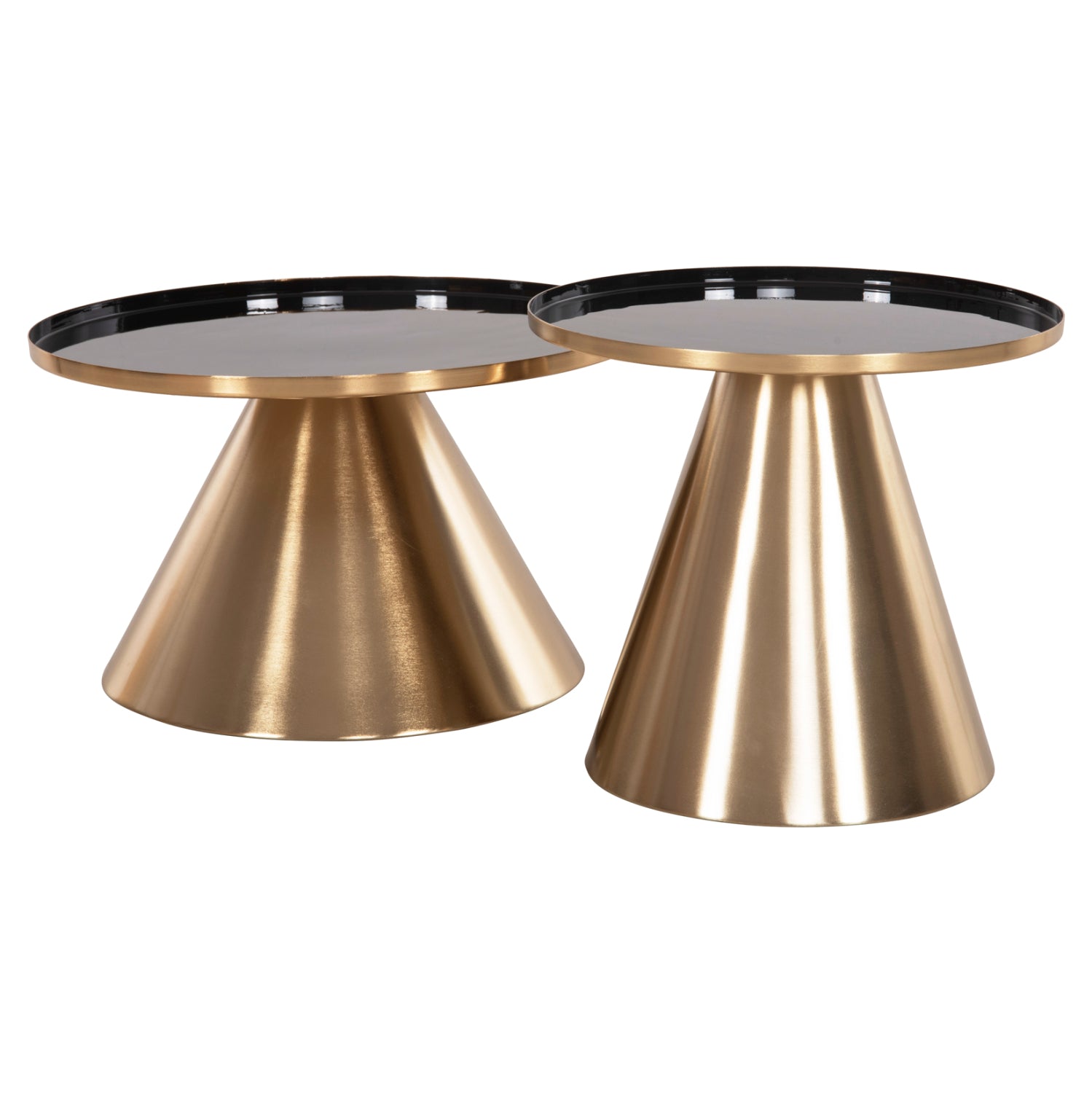 Комплект холни маси 2 бр LORME черен-златист цвят Φ50 И Φ40 см.