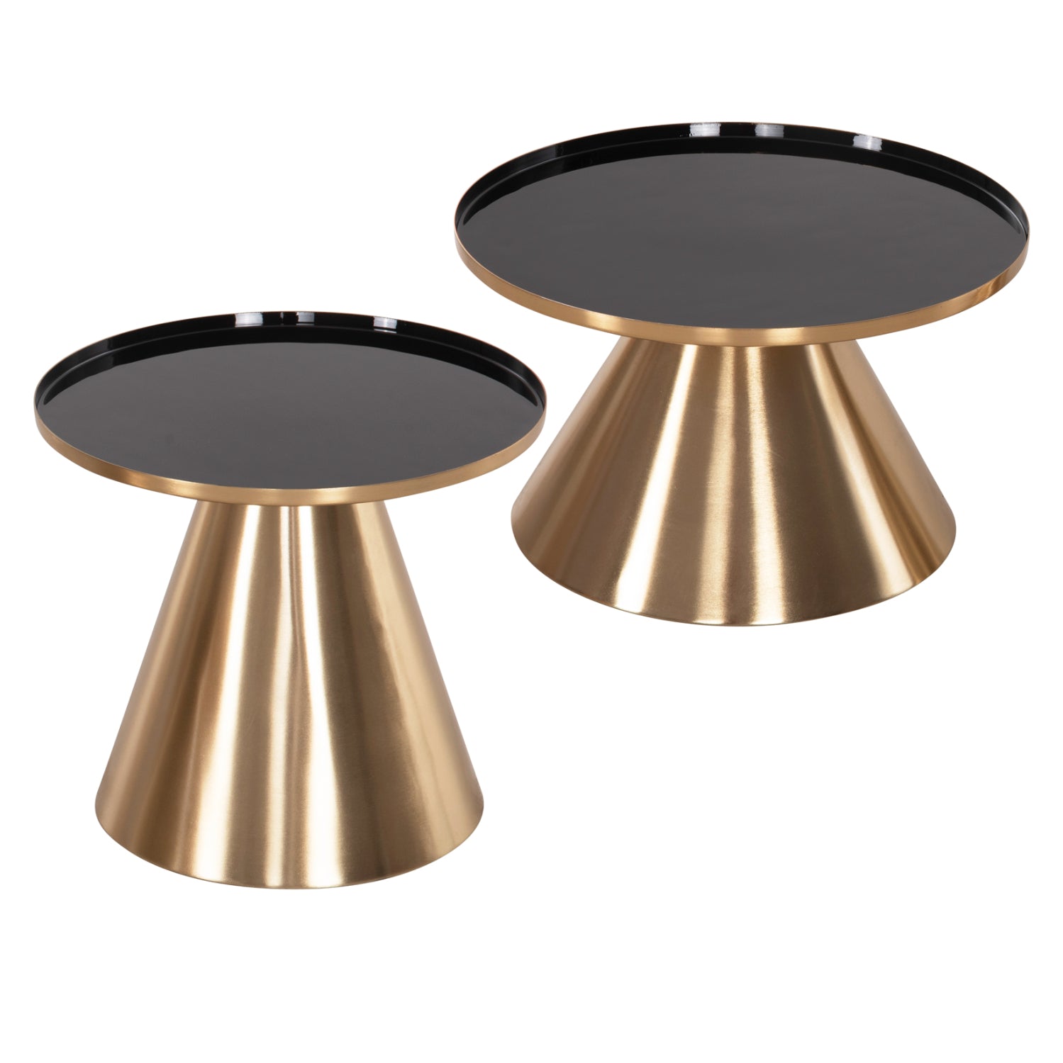 Комплект холни маси 2 бр LORME черен-златист цвят Φ50 И Φ40 см.
