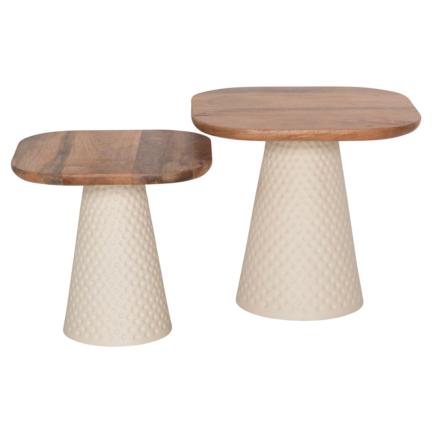 Масичка за кафе 2 бр. Голфър метализирана кремава квадратна плочка манго