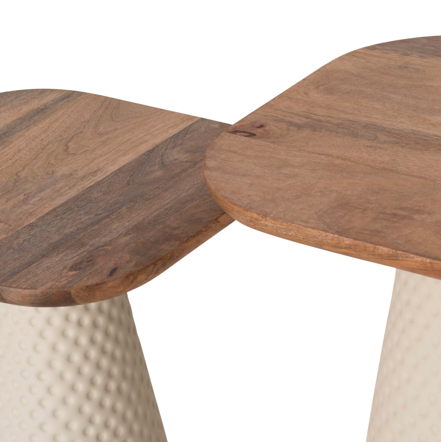 Масичка за кафе 2 бр. Голфър метализирана кремава квадратна плочка манго