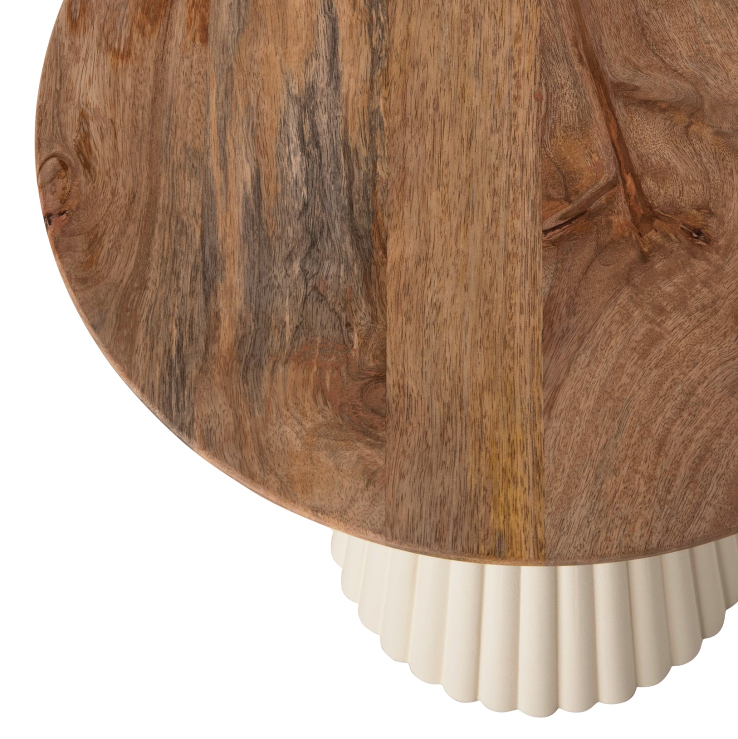 Масички за кафе, 2 бр. метална основа, кремава, кръгъл плот, манго, Φ40 и Φ48