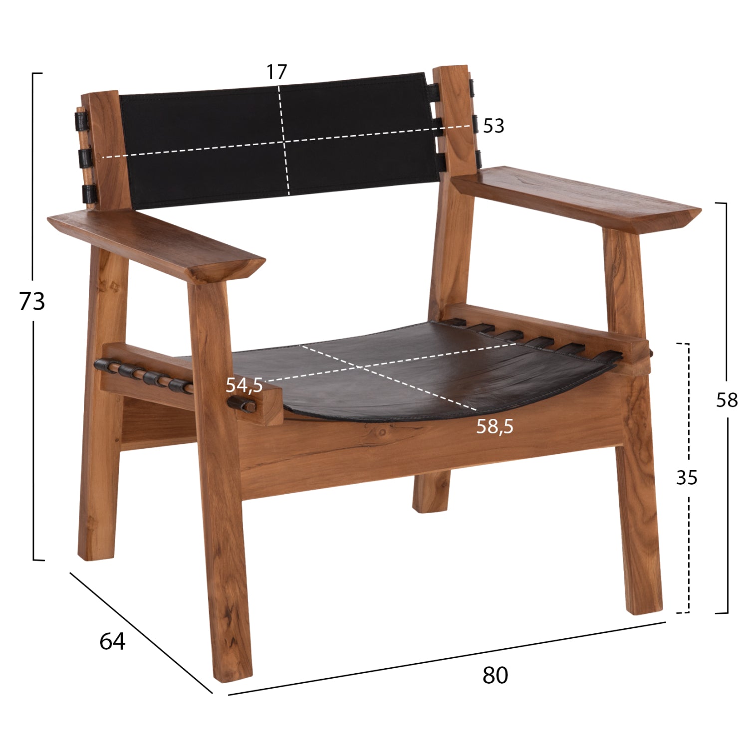 Кресло KONNA цвят натурал-черен 80x64x73