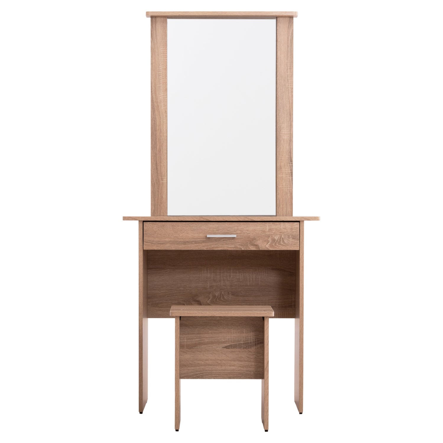 Тоалетка с огледало и табуретка Crystel меламин сонома дъб 74x39x155см