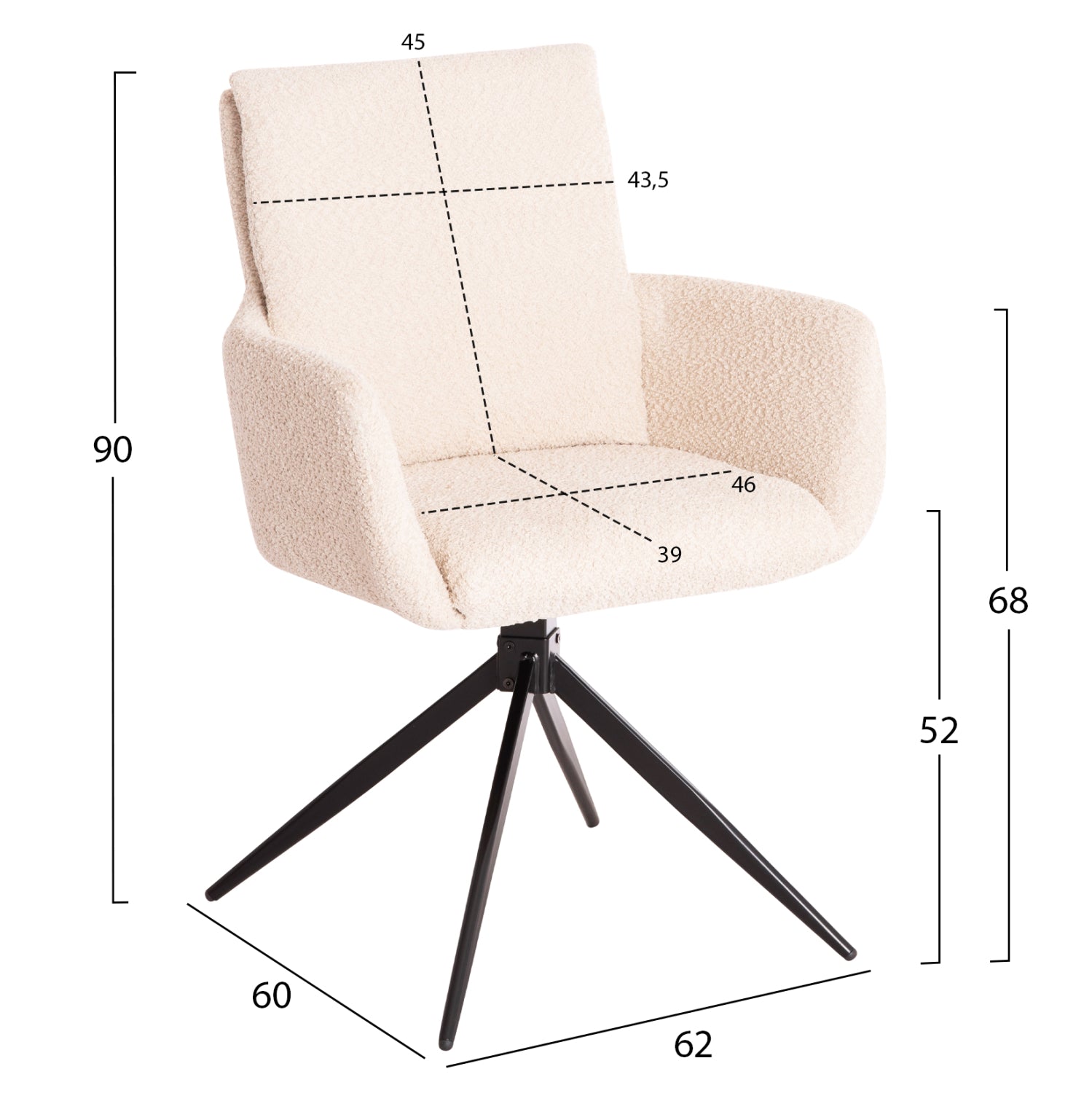 Въртящ стол Баланс букле бежов цвят 62x60x90