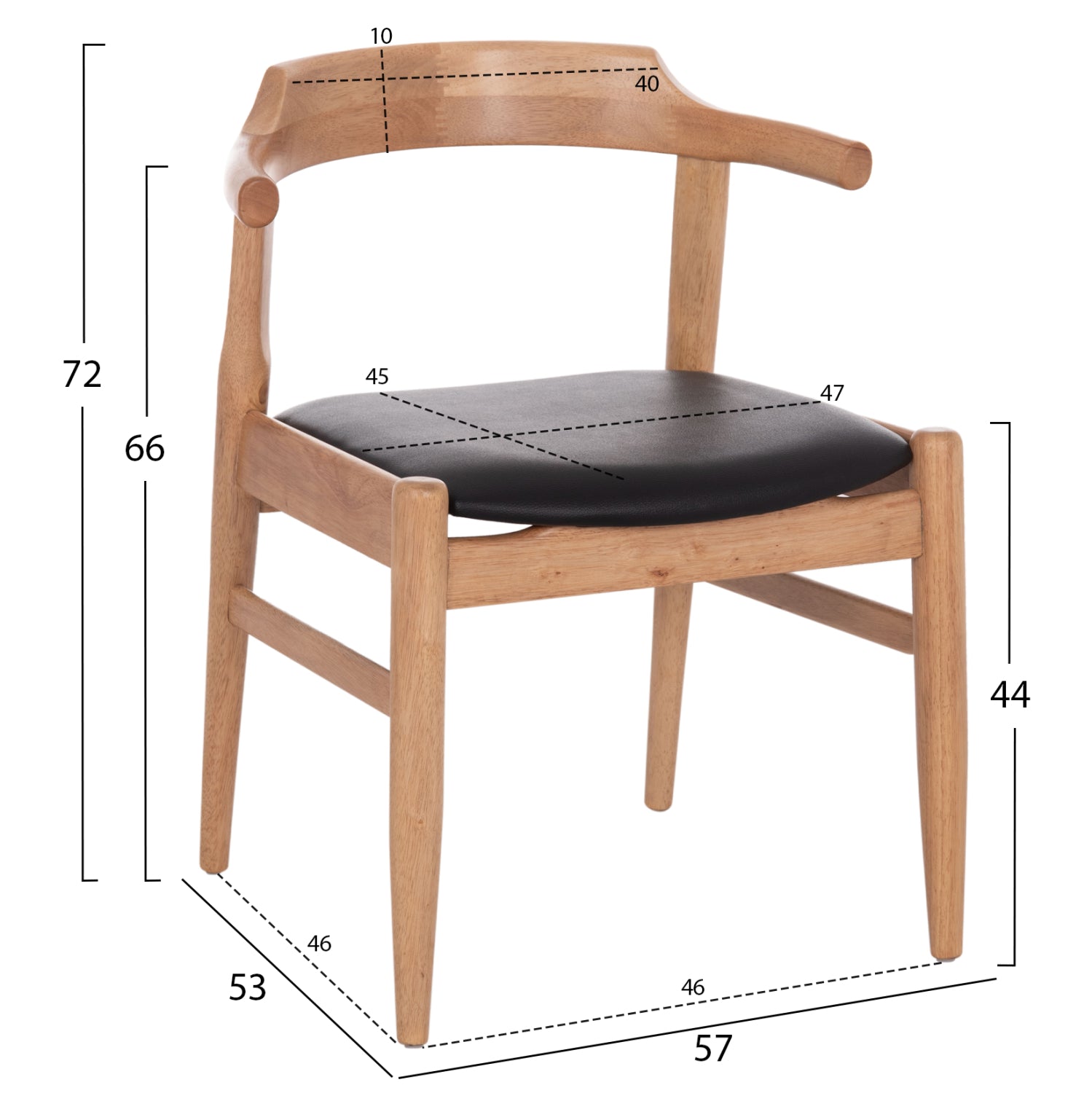 Кресло CERSEI в светъл дъб и pu в черно 57x53x72cm