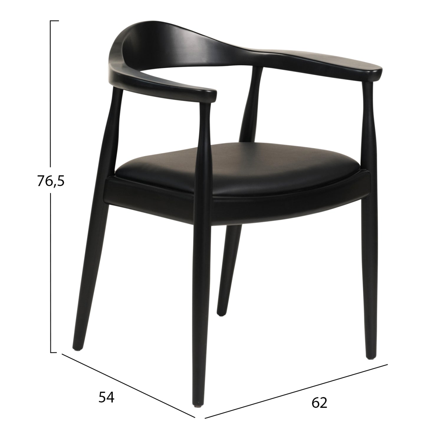 Стол Aдор черен цвят 62x54x76,5