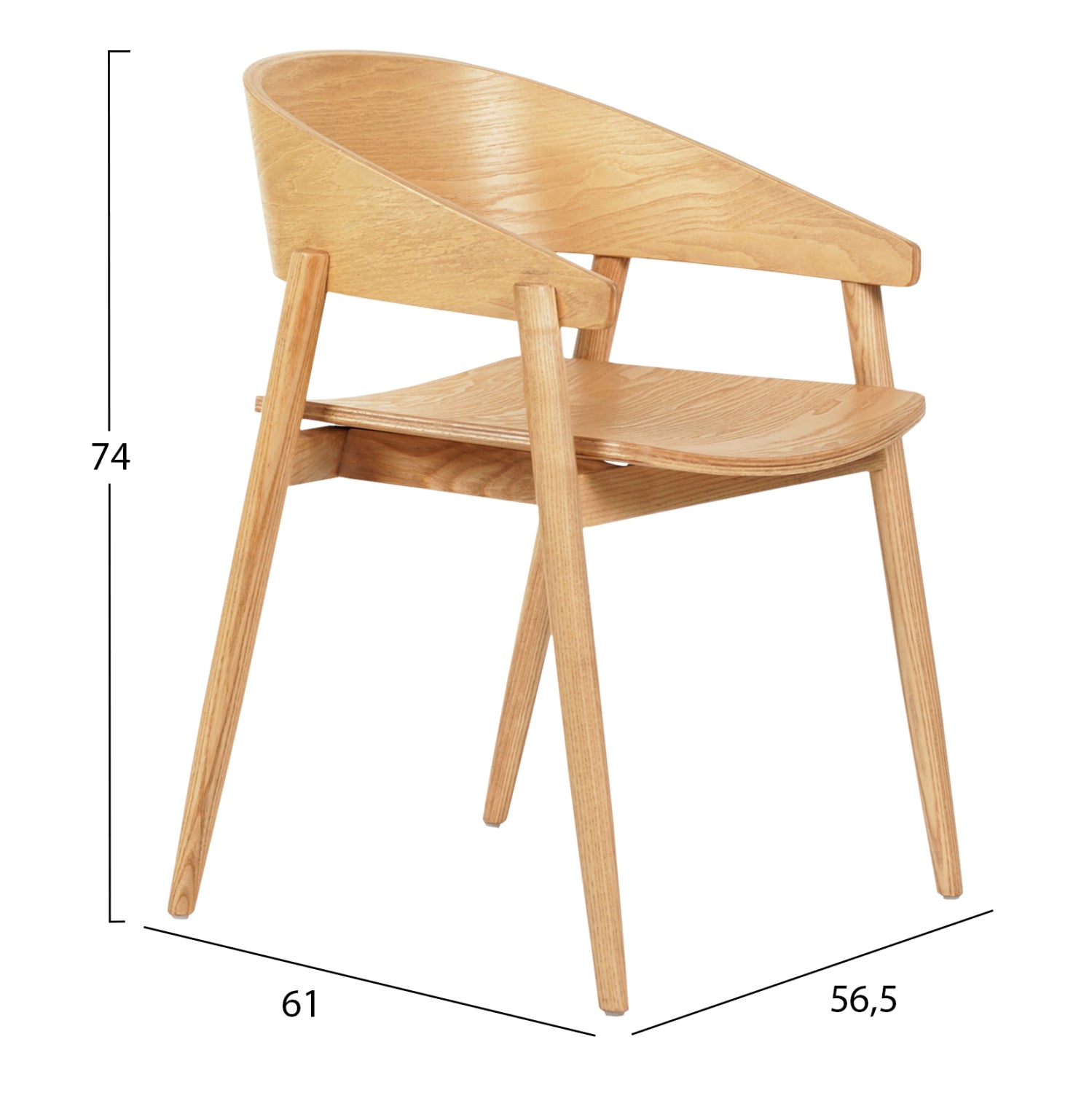 Кресло CANOP цвят дъб 56.5x61x74см