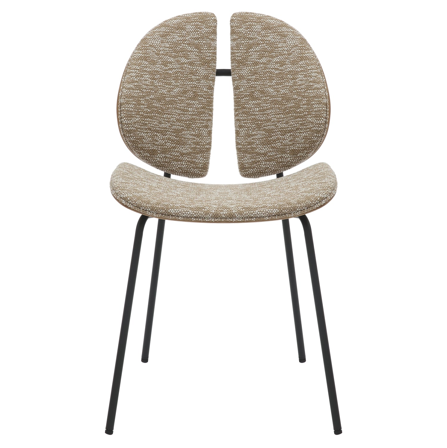 Трапезарен стол lungs, черен метал - бежов плат, 49x53.5x80см