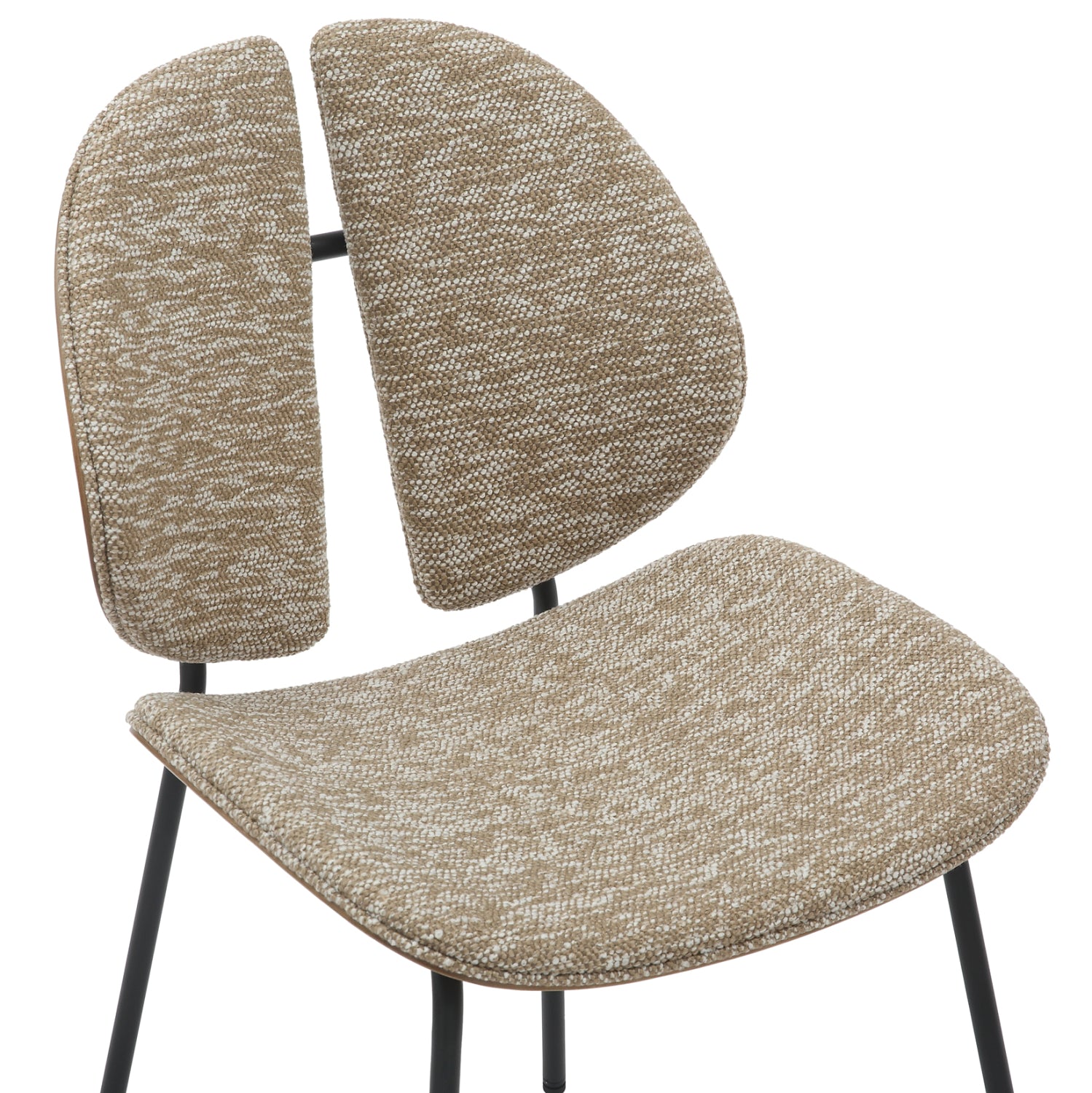 Трапезарен стол lungs, черен метал - бежов плат, 49x53.5x80см