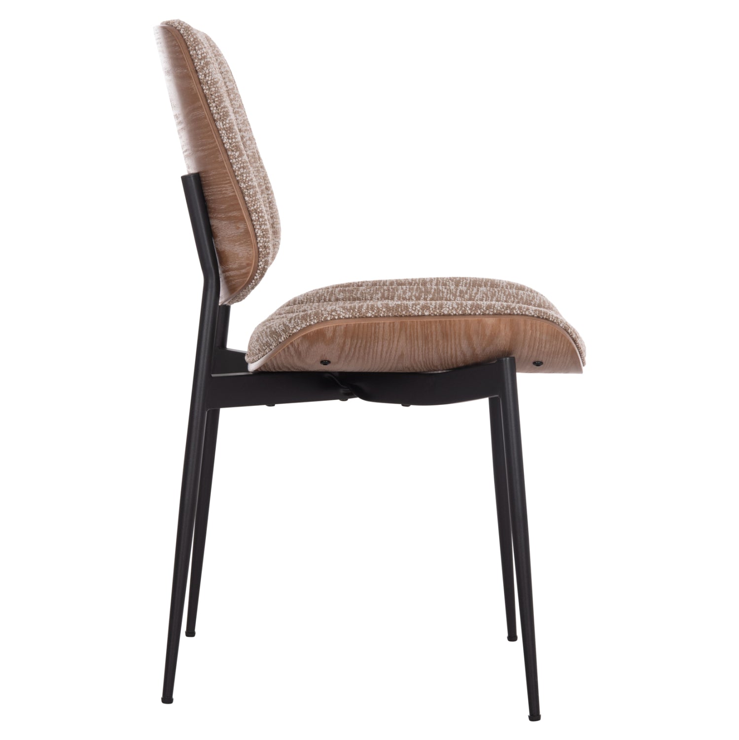 Трапезен стол Conti черен метал-кафяв плат 49x56x82см