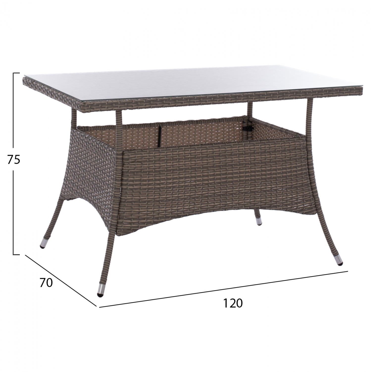 Градински сет КГ11711.31 сив цвят с маса 120x70x75