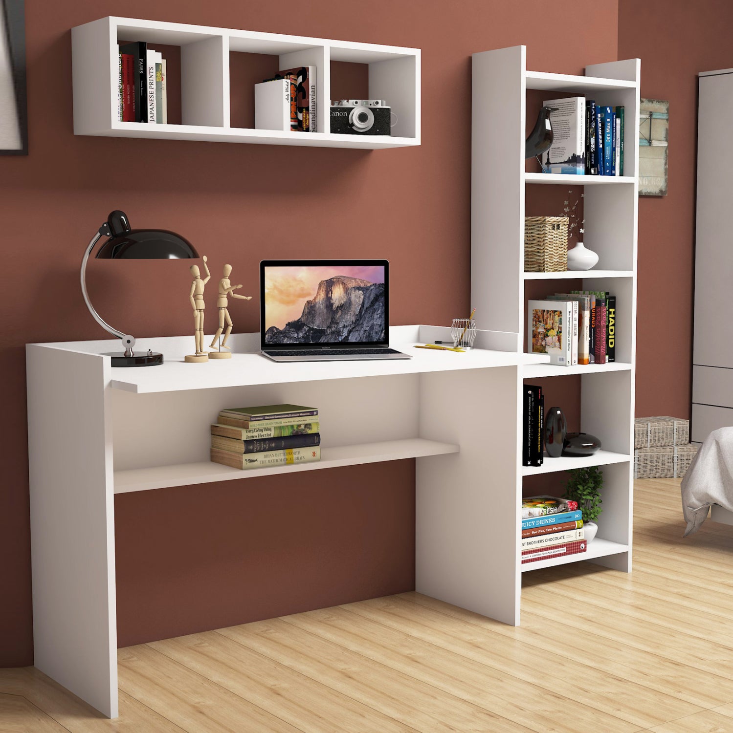 Офис комплект от 3 части КГ1177611 меламин в бял цвят