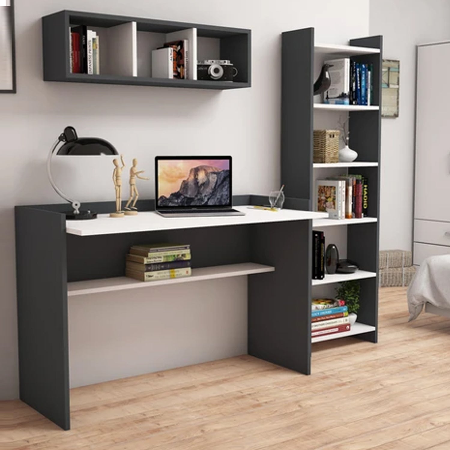 Офис комплект 3 части сив - бял цвят